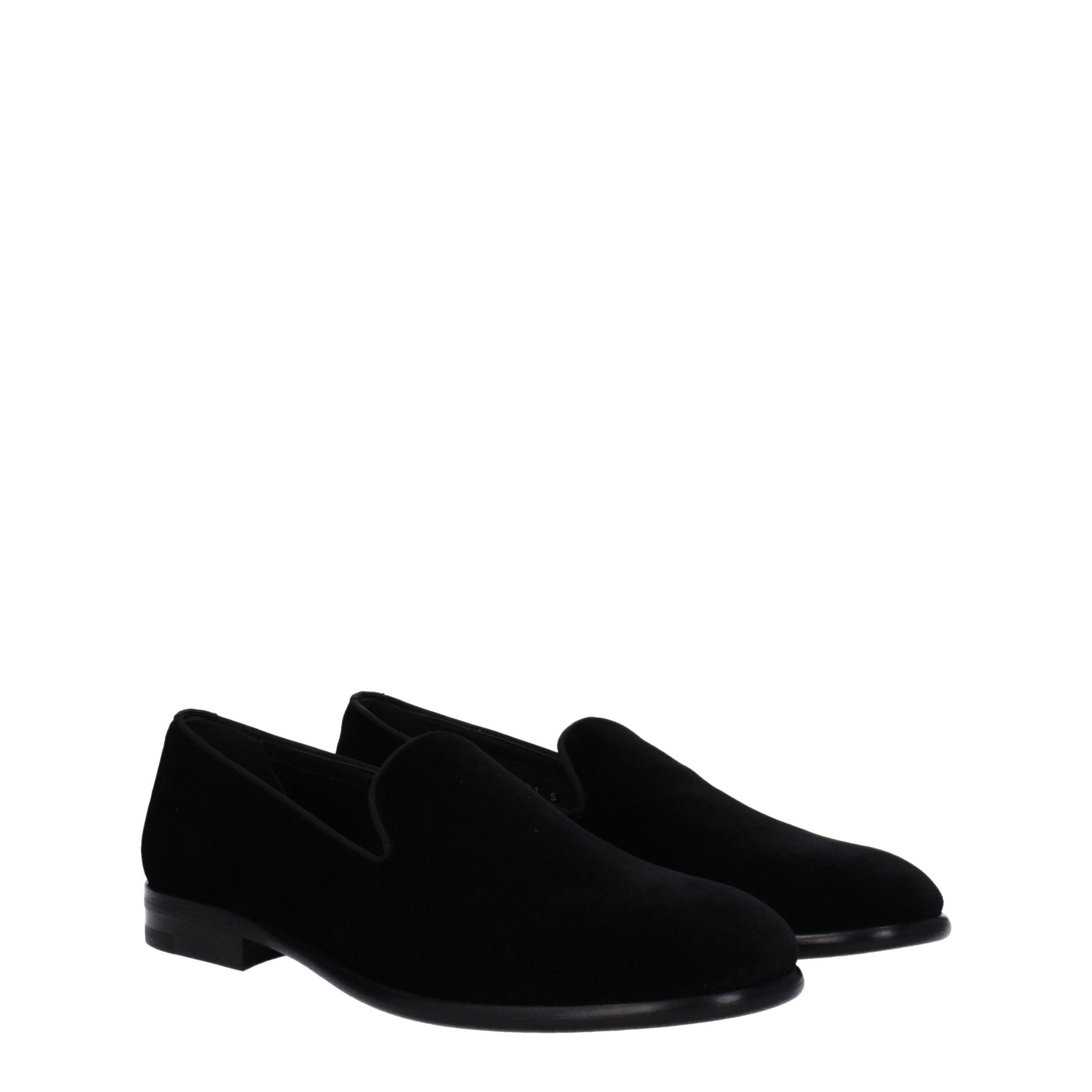 Dolce & Gabbana Black Velvet Slip-On Men's Loafers