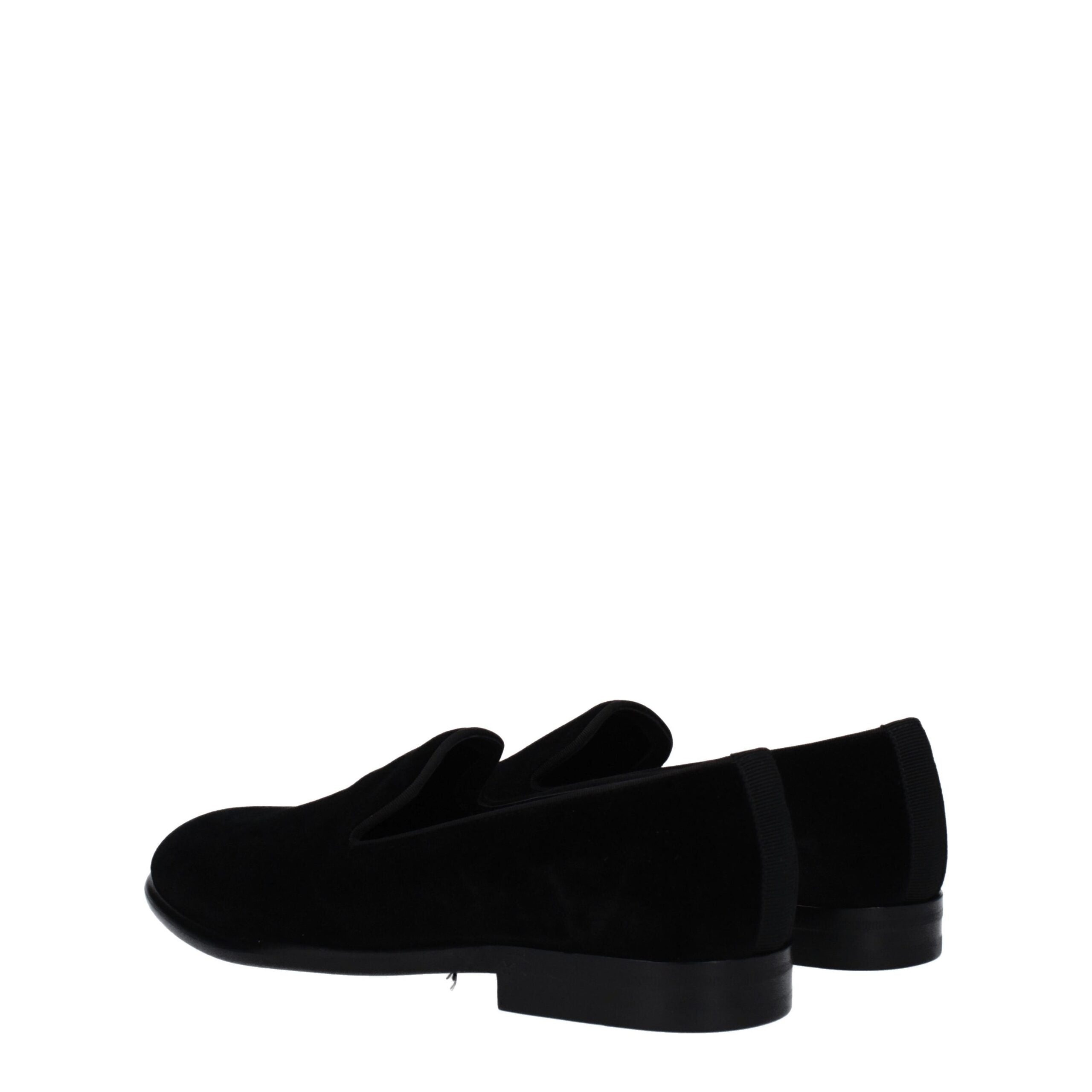Dolce & Gabbana Black Velvet Slip-On Men's Loafers