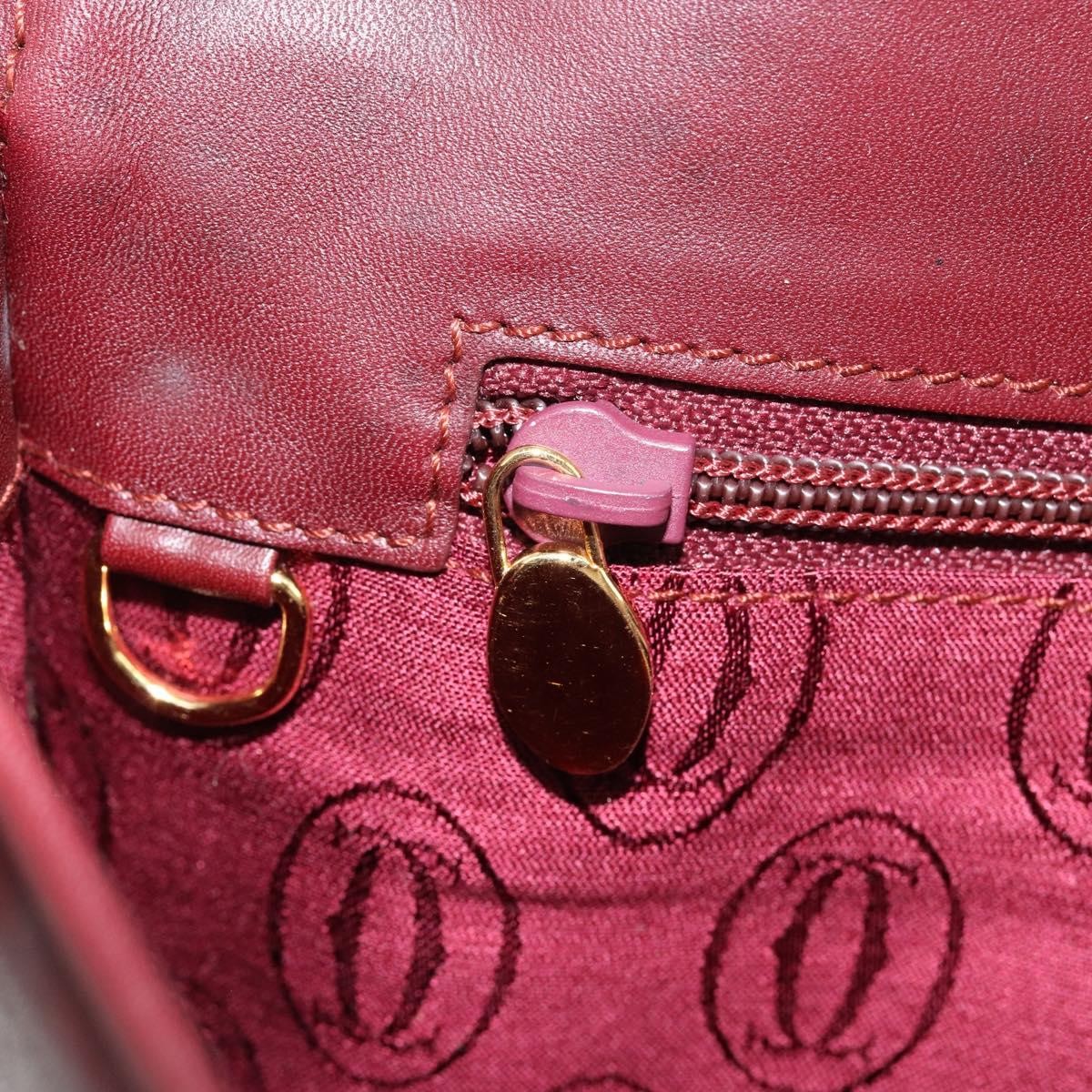 Cartier Must De Cartier Clutch Leather Burgundy Leather Clutche & Pouche Bag (Pre-Owned)