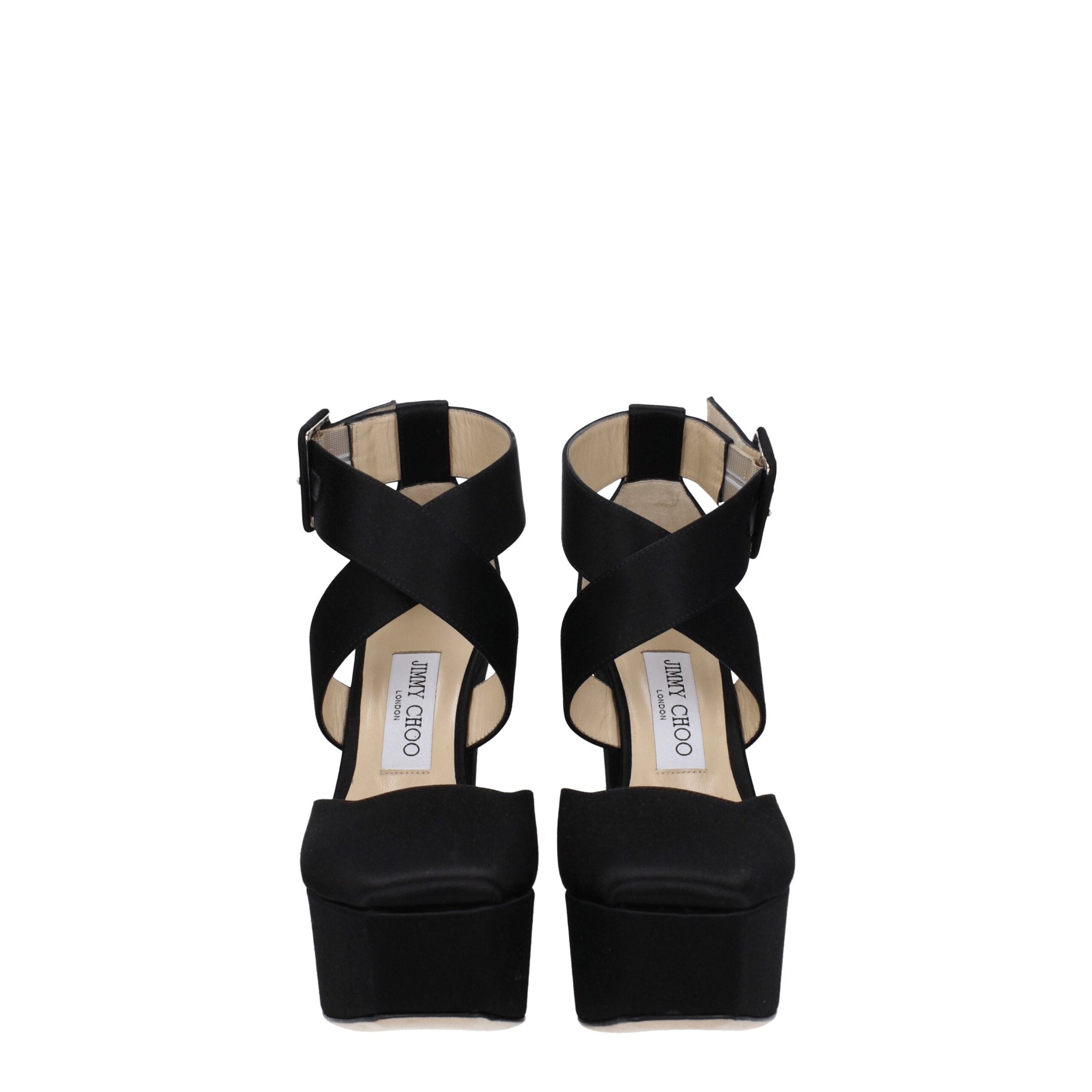 Jimmy Choo Black Satin Platform Women's Sandals