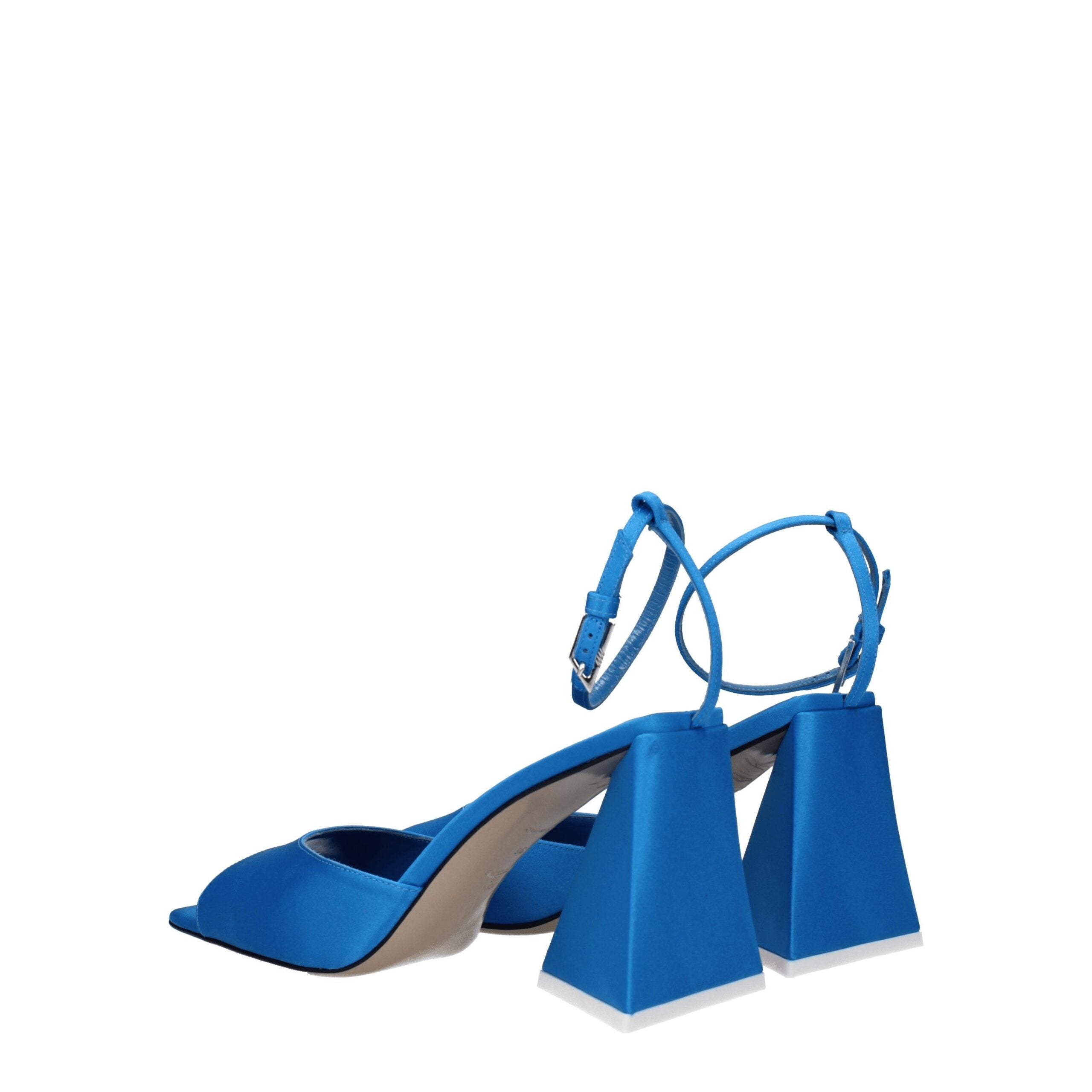 The Attico Blue Satin Stiletto Heel Women's Sandals