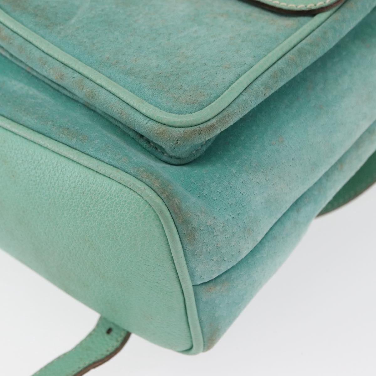 Gucci Vintage Bamboo Suede Green Suede Backpack Bag (Pre-Owned)