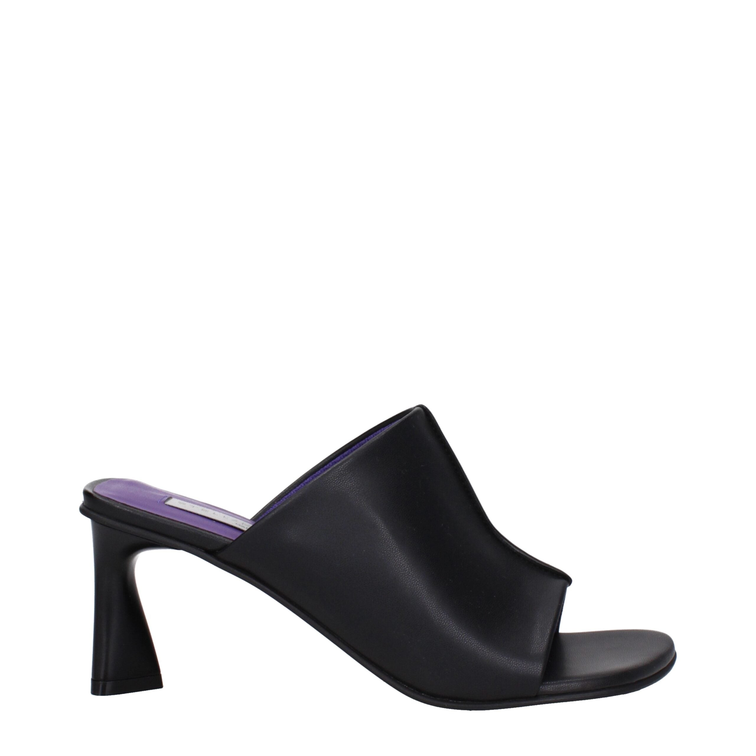 Stella McCartney Black Leather Stiletto Heel Women's Sandals