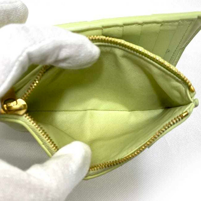 Bottega Veneta Intrecciato Yellow Leather Wallet  (Pre-Owned)