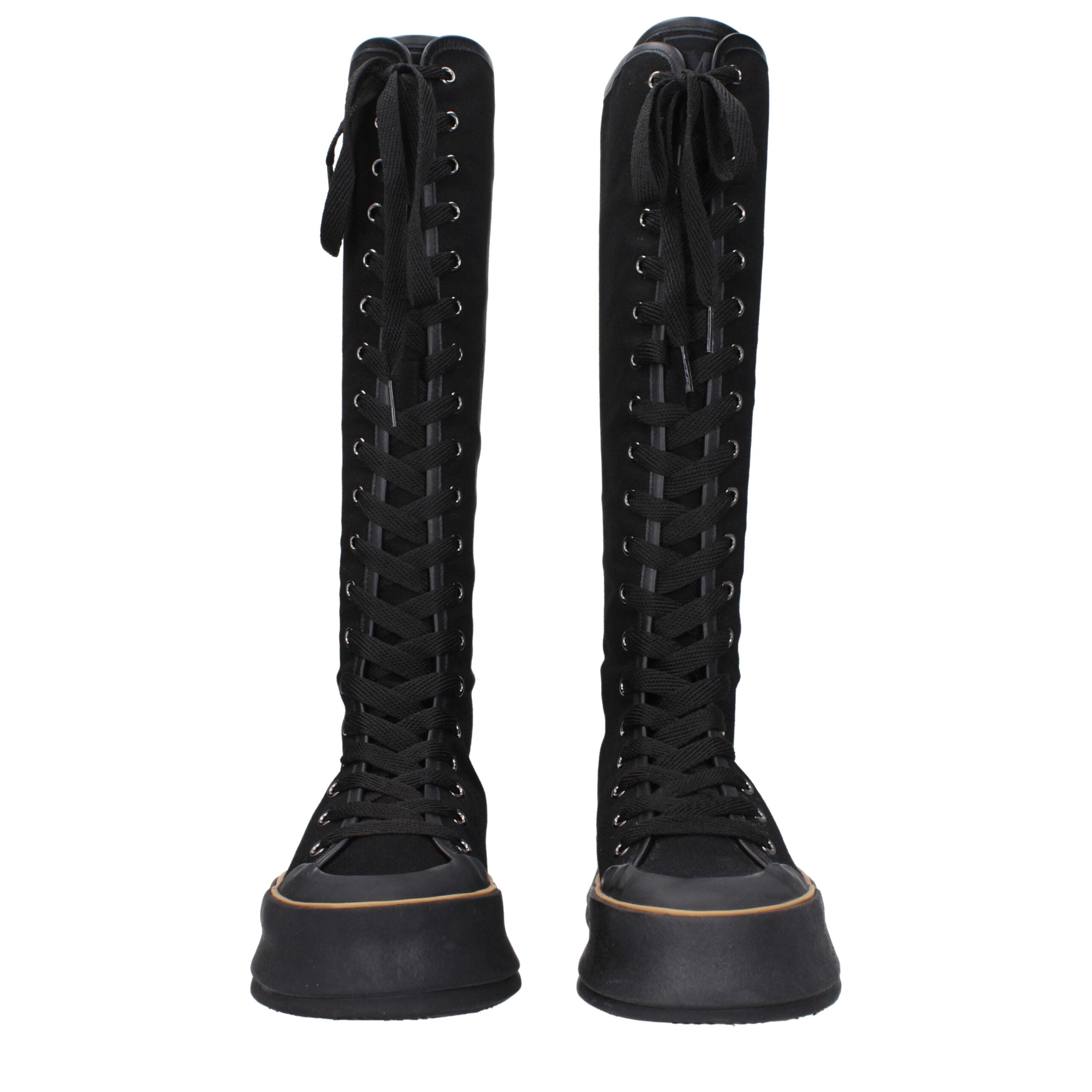 Max Mara Black Fabric Lace-Up Women's Boots
