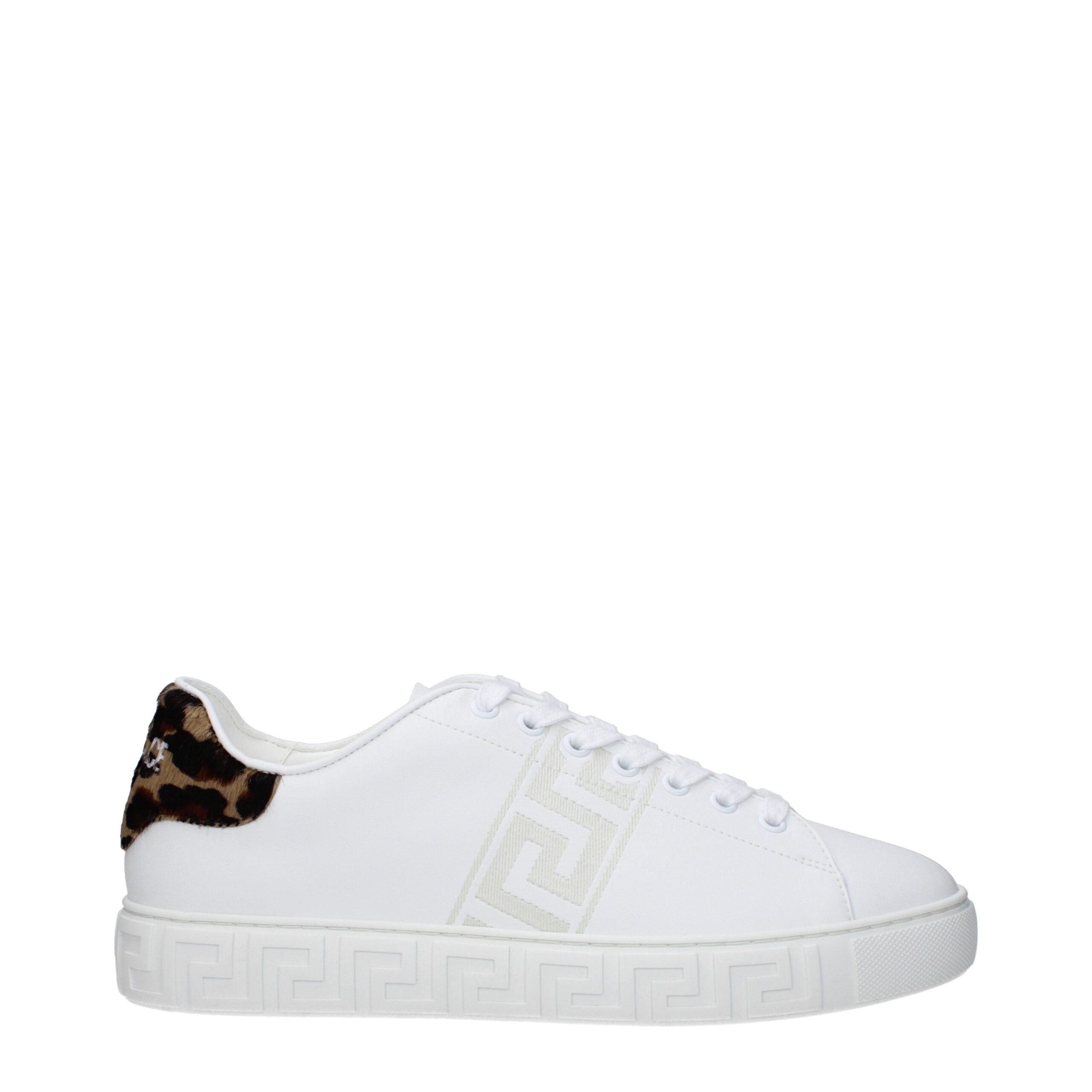 Versace White Leather Low Men's Tops