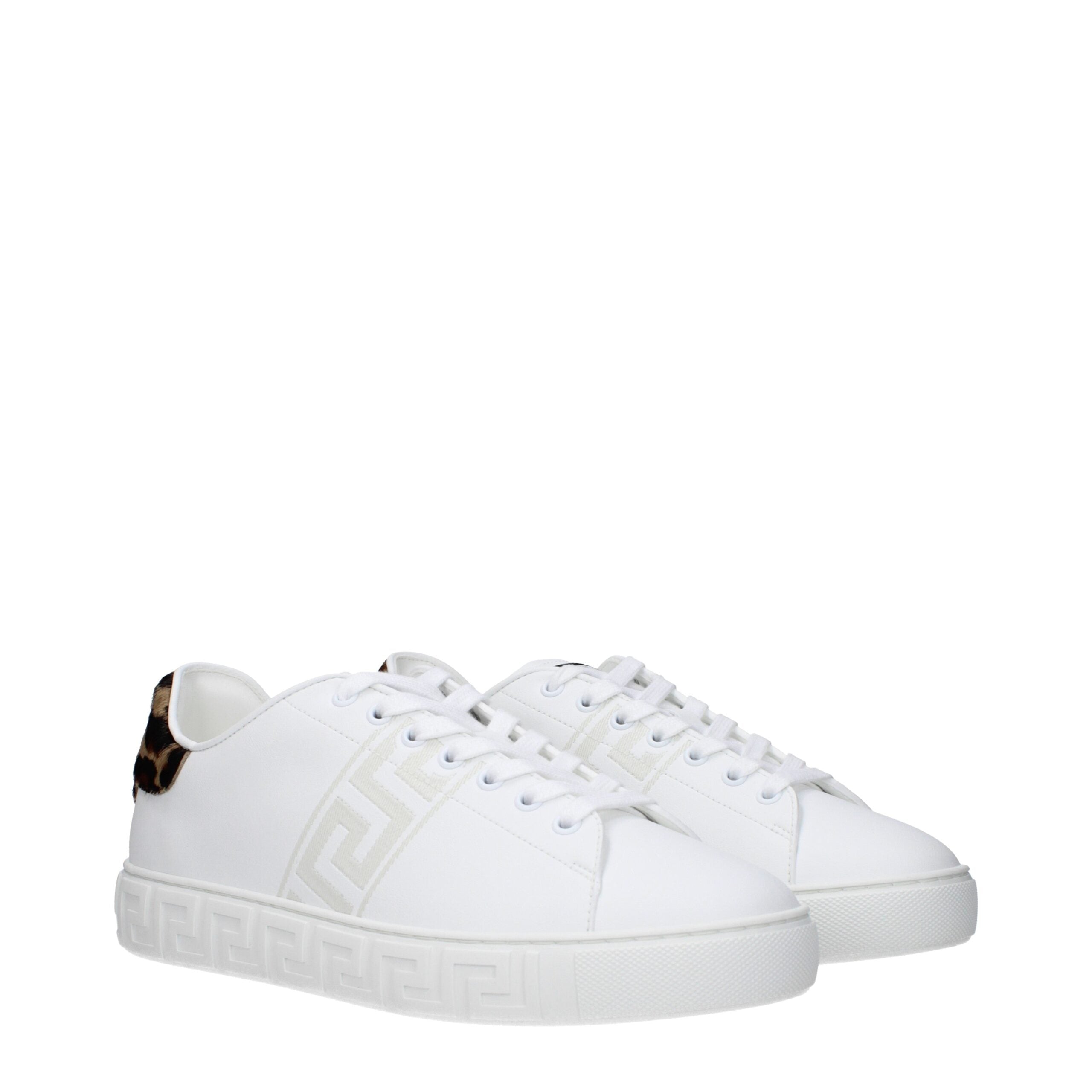 Versace White Leather Low Men's Tops