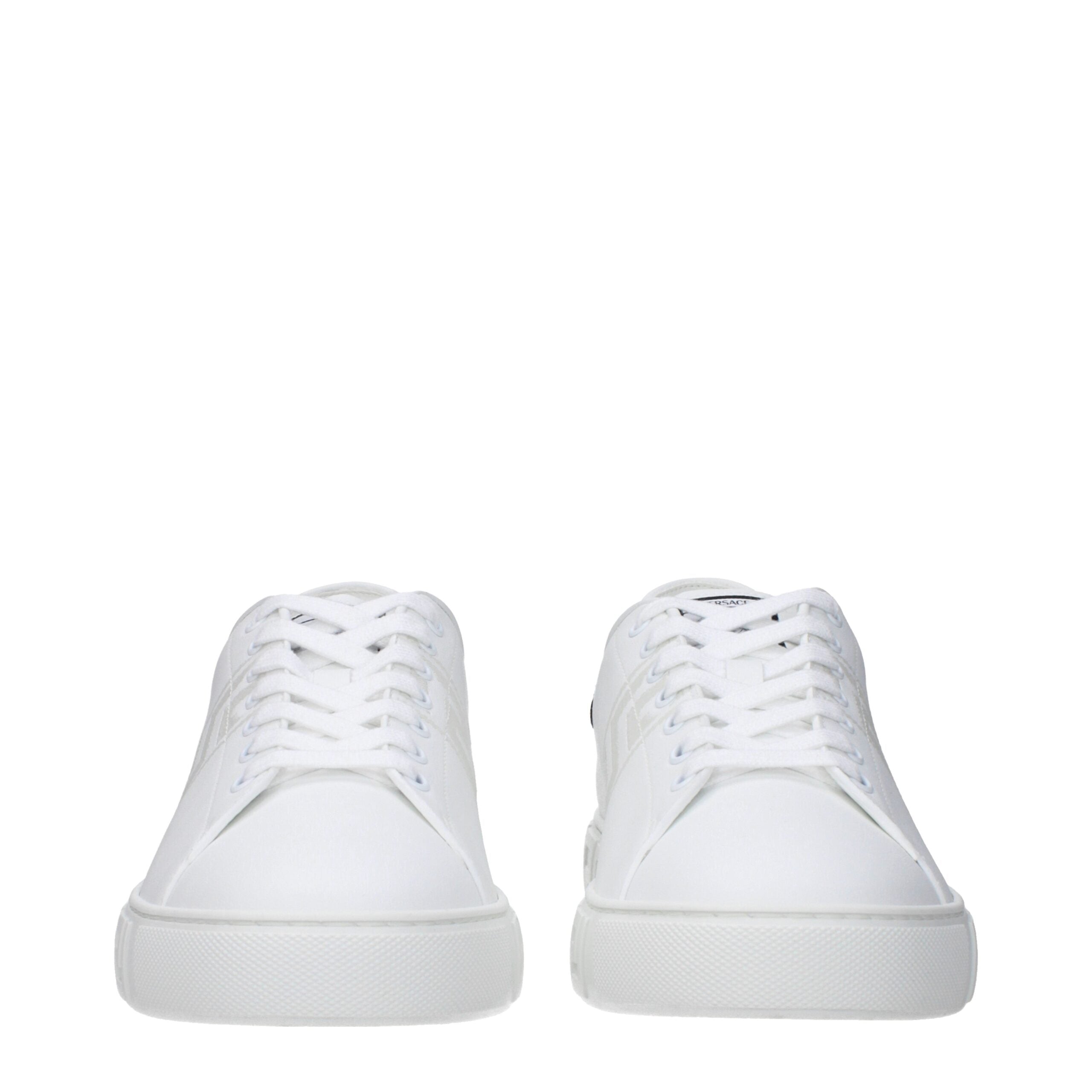 Versace White Leather Low Men's Tops
