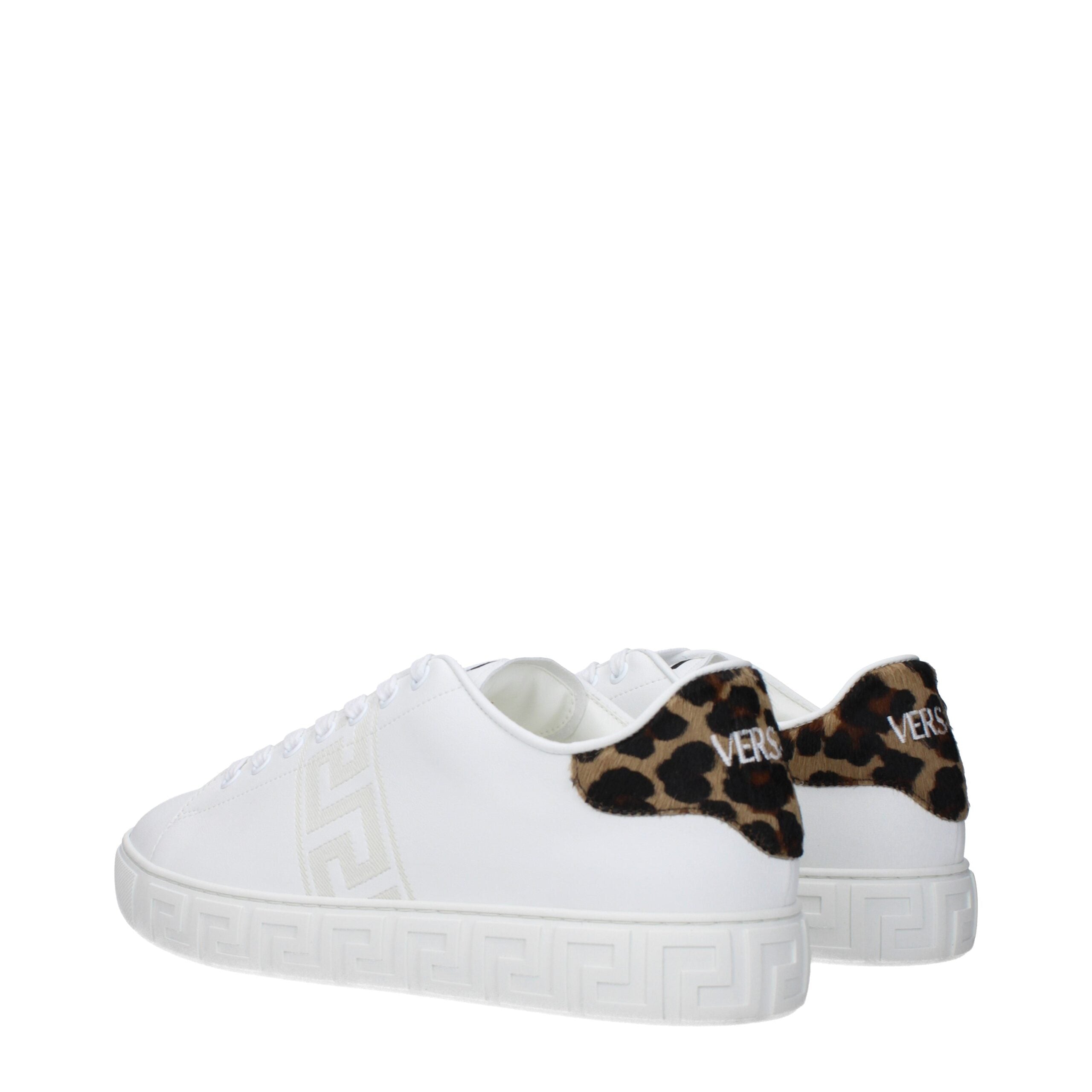 Versace White Leather Low Men's Tops