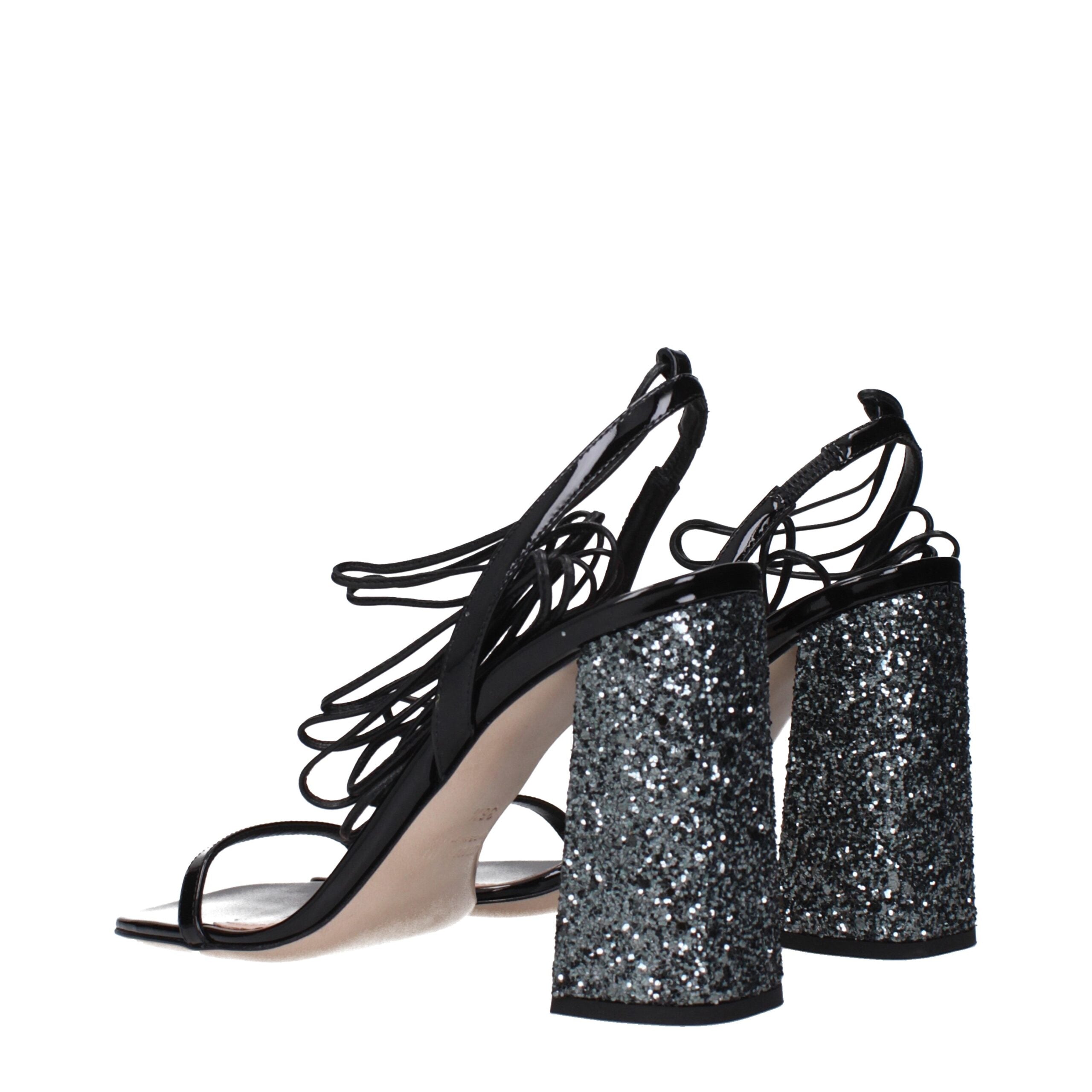 Miu Miu Black Leather Platform Women's Sandals