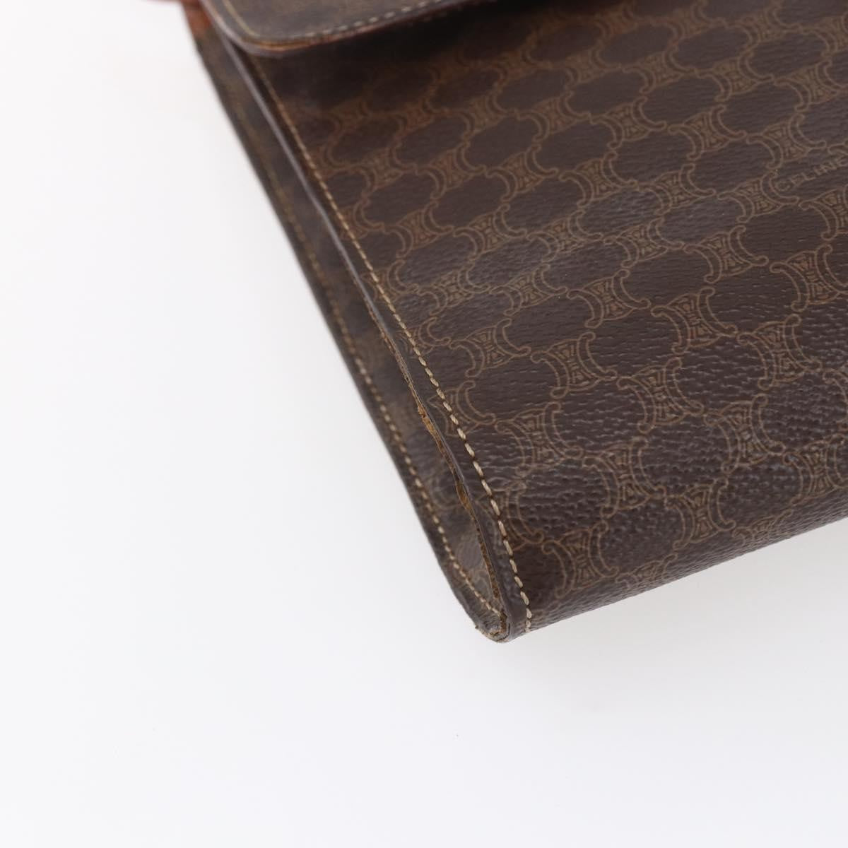 Celine Vintage Macadam Circle Logo Canvas And Leather Brown Canvas Shoulder Bag Bag (Pre-Owned)