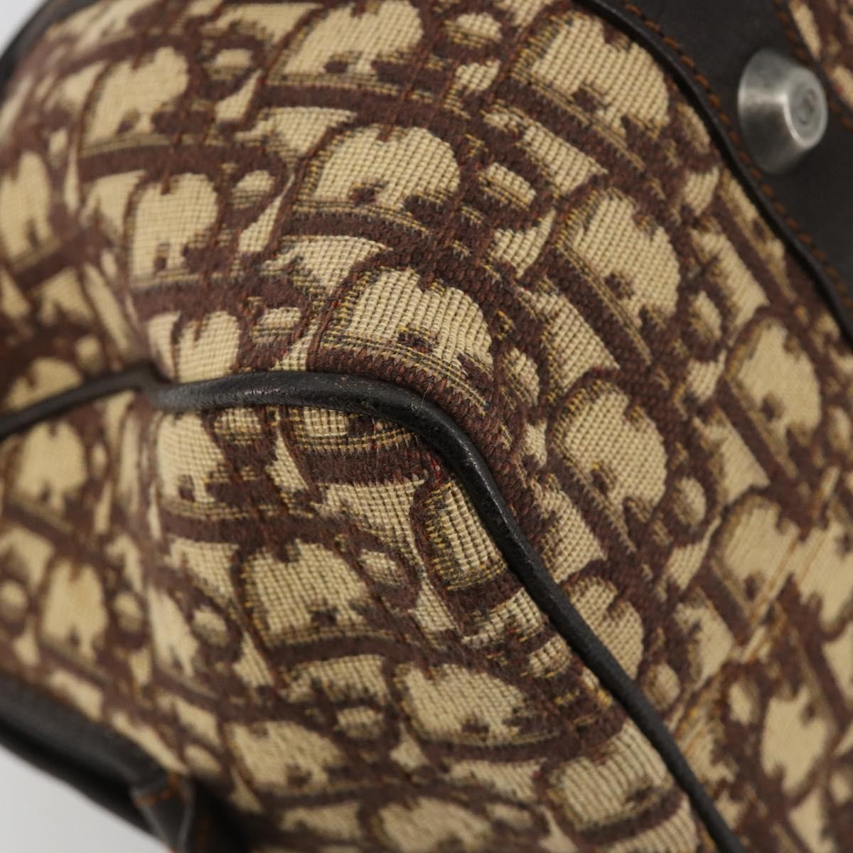 Christian Dior Vintage Cd Trotter Canvas Brown Canvas Handbag (Pre-Owned)