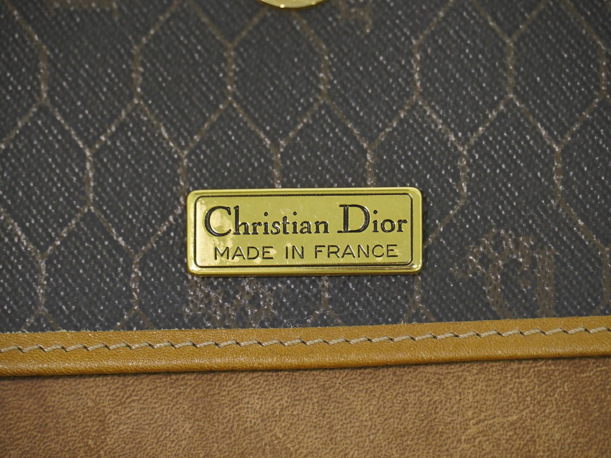 Christian Dior Vintage Honeycomb Canvas Black Canvas Shoulder Bag Bag (Pre-Owned)