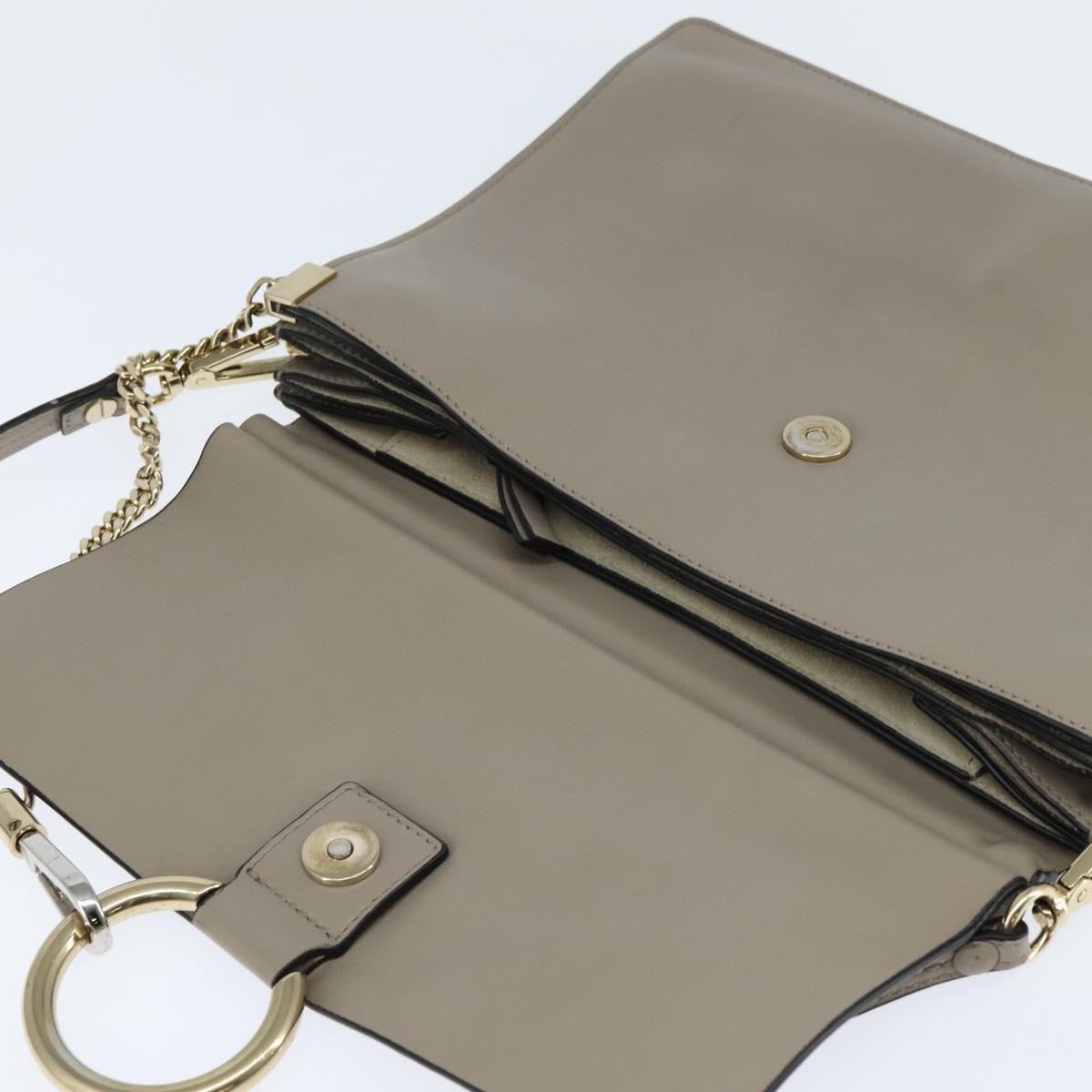 Chloe Faye Leather And Suede Gray Leather Shoulder Bag Bag (Pre-Owned)