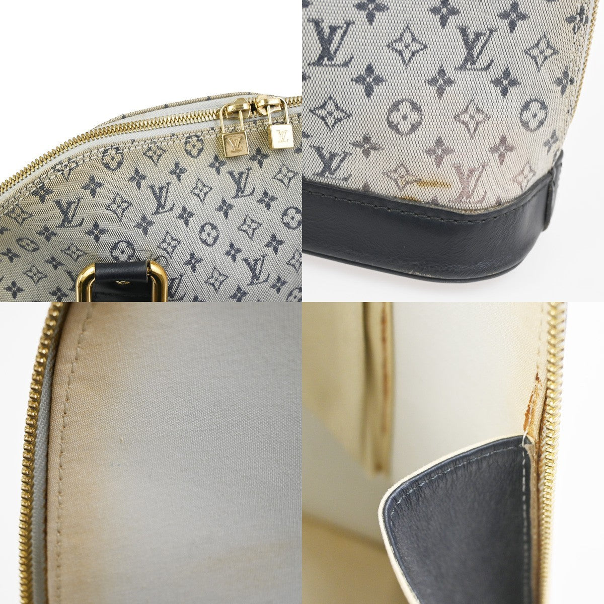 Louis Vuitton Alma Mini Lin Blue Canvas Handbag (Pre-Owned)