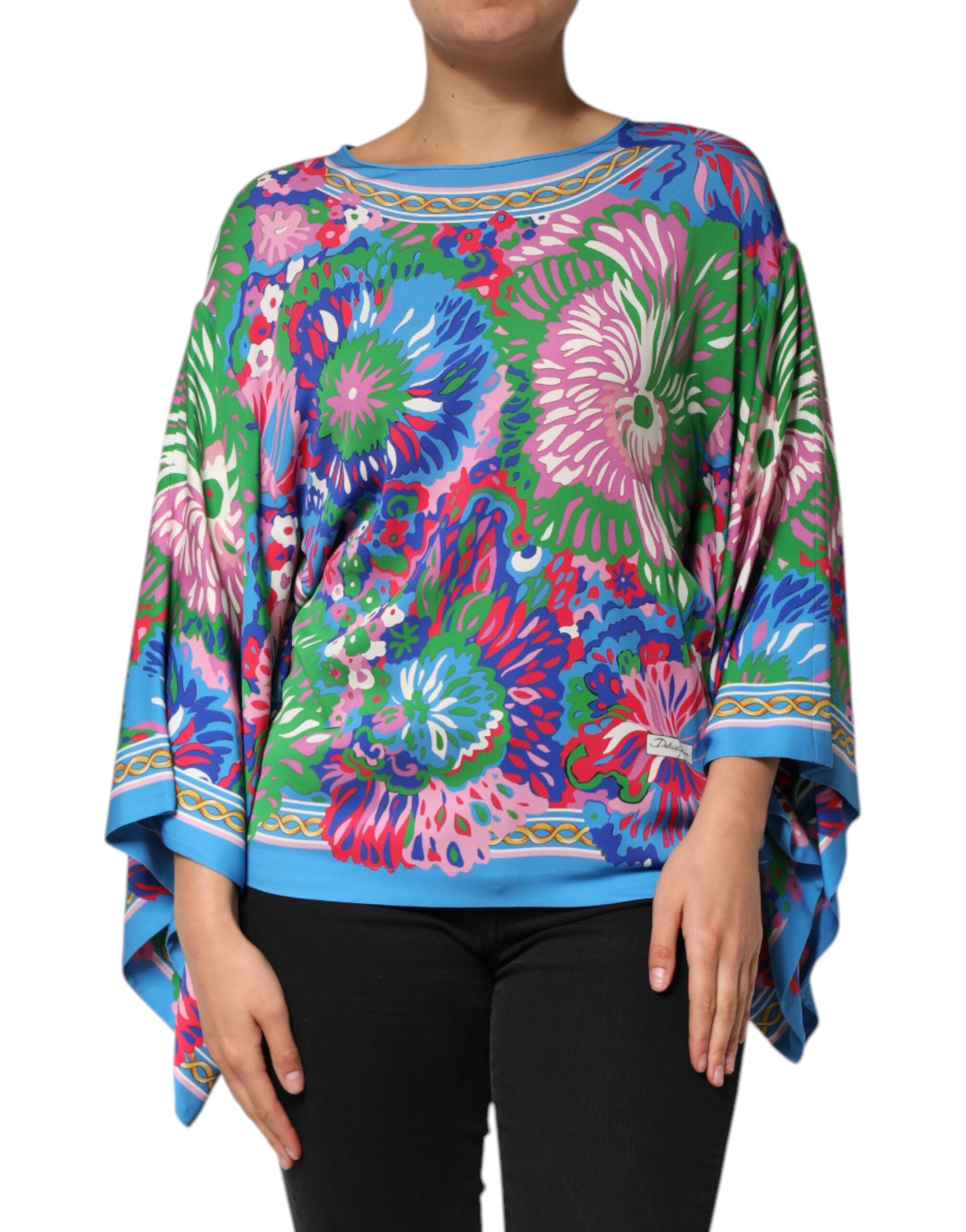 Dolce & Gabbana Multicolor Floral Printed Tunic Blouse Women's Top (Pre-Owned)