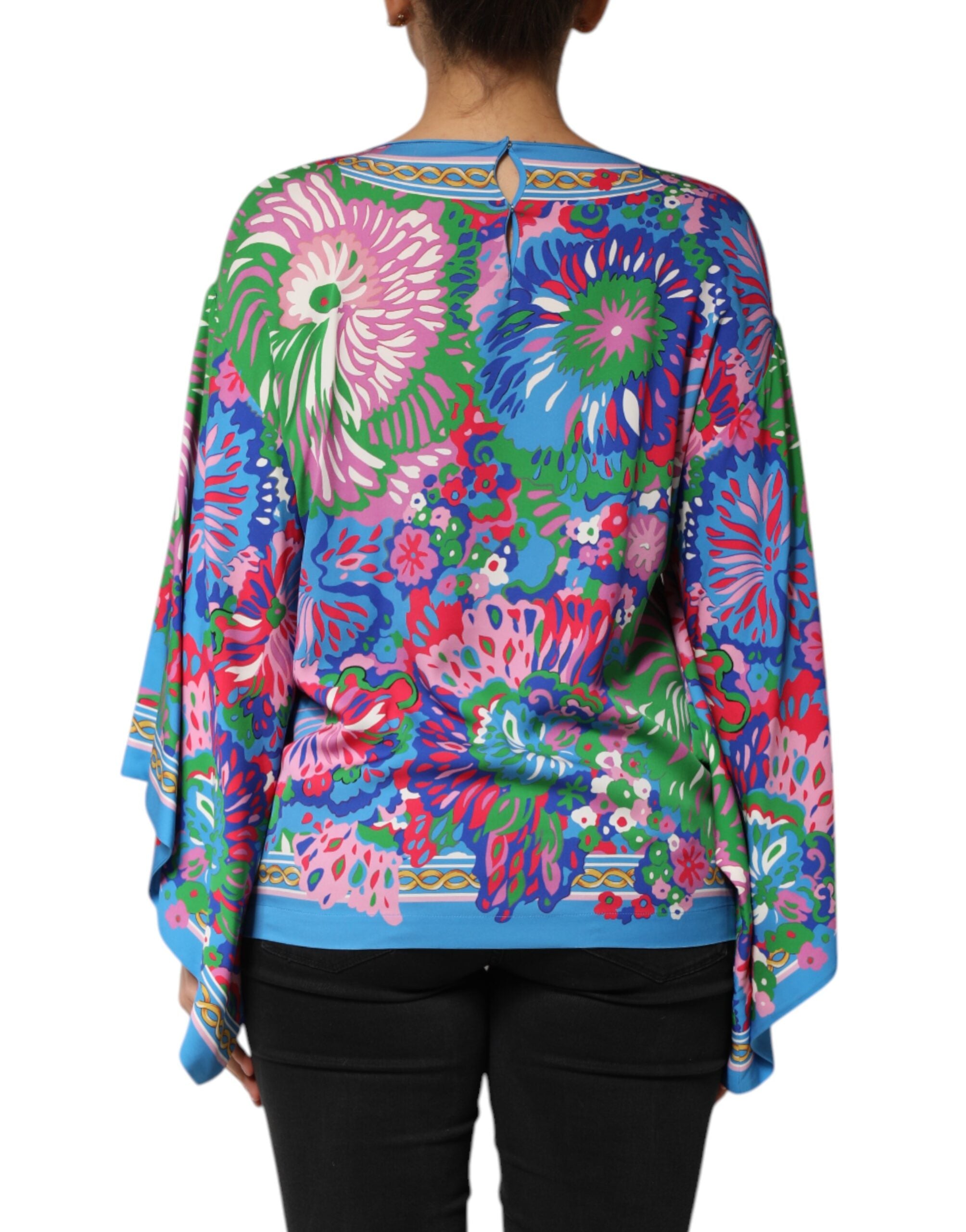 Dolce & Gabbana Multicolor Floral Printed Tunic Blouse Women's Top (Pre-Owned)