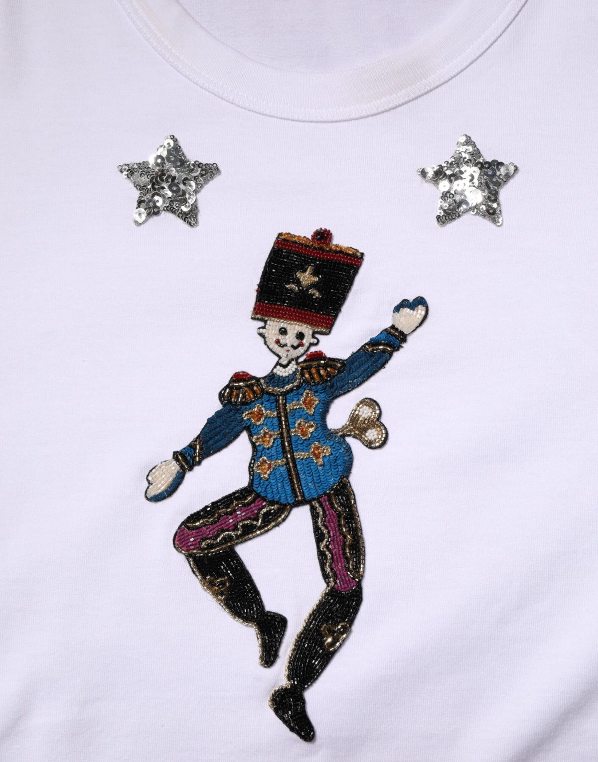 Dolce & Gabbana White Cotton Sequin Embellished Top Women's T-shirt