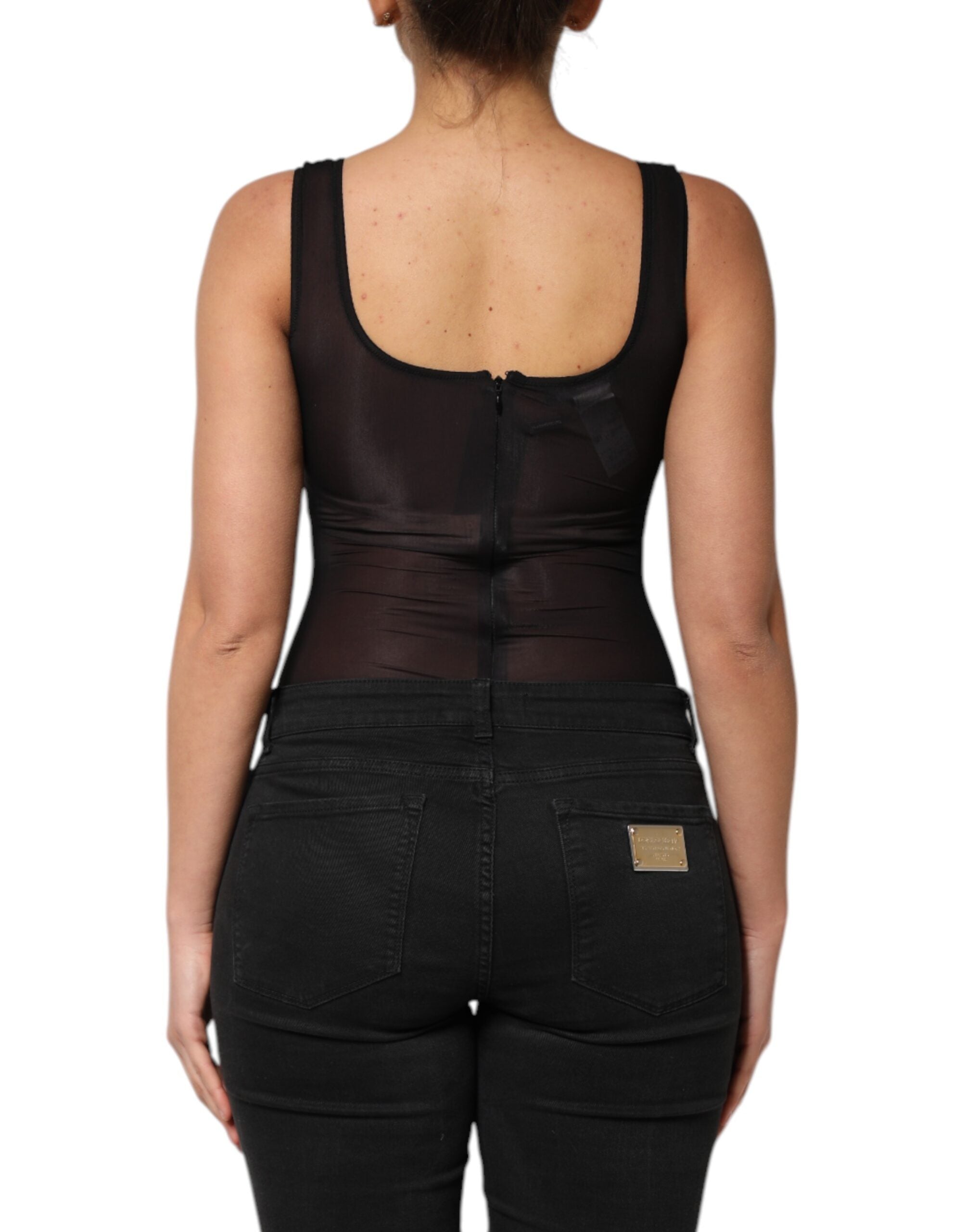Dolce & Gabbana Black Nylon Sleeveless Round Neck Tank Women's Top (Pre-Owned)