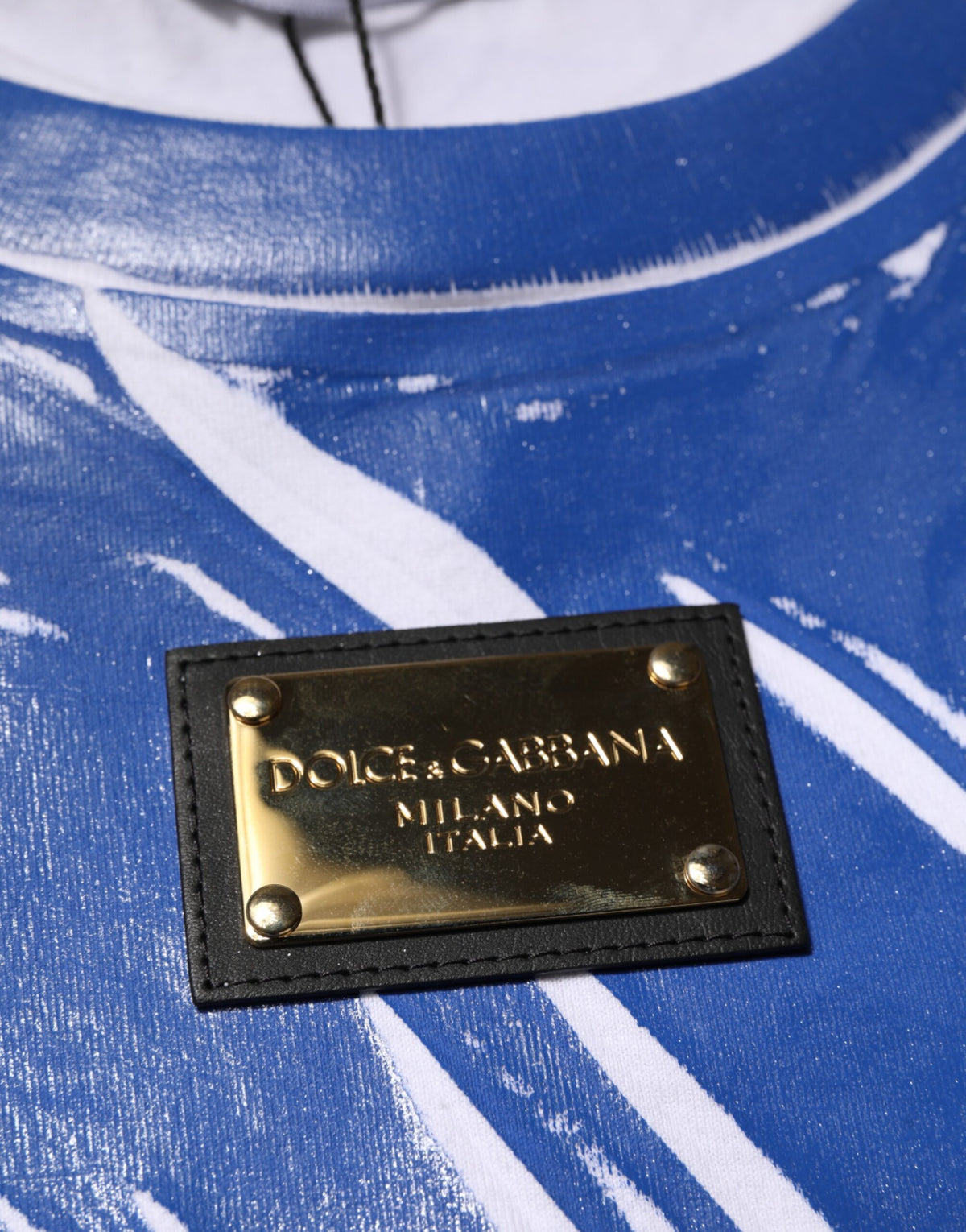 Dolce & Gabbana Blue White Cotton Logo Plaque Women Tank Women's Top
