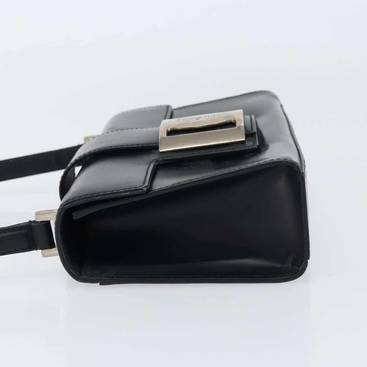 Salvatore Ferragamo Vala Leather Black Leather Handbag (Pre-Owned)