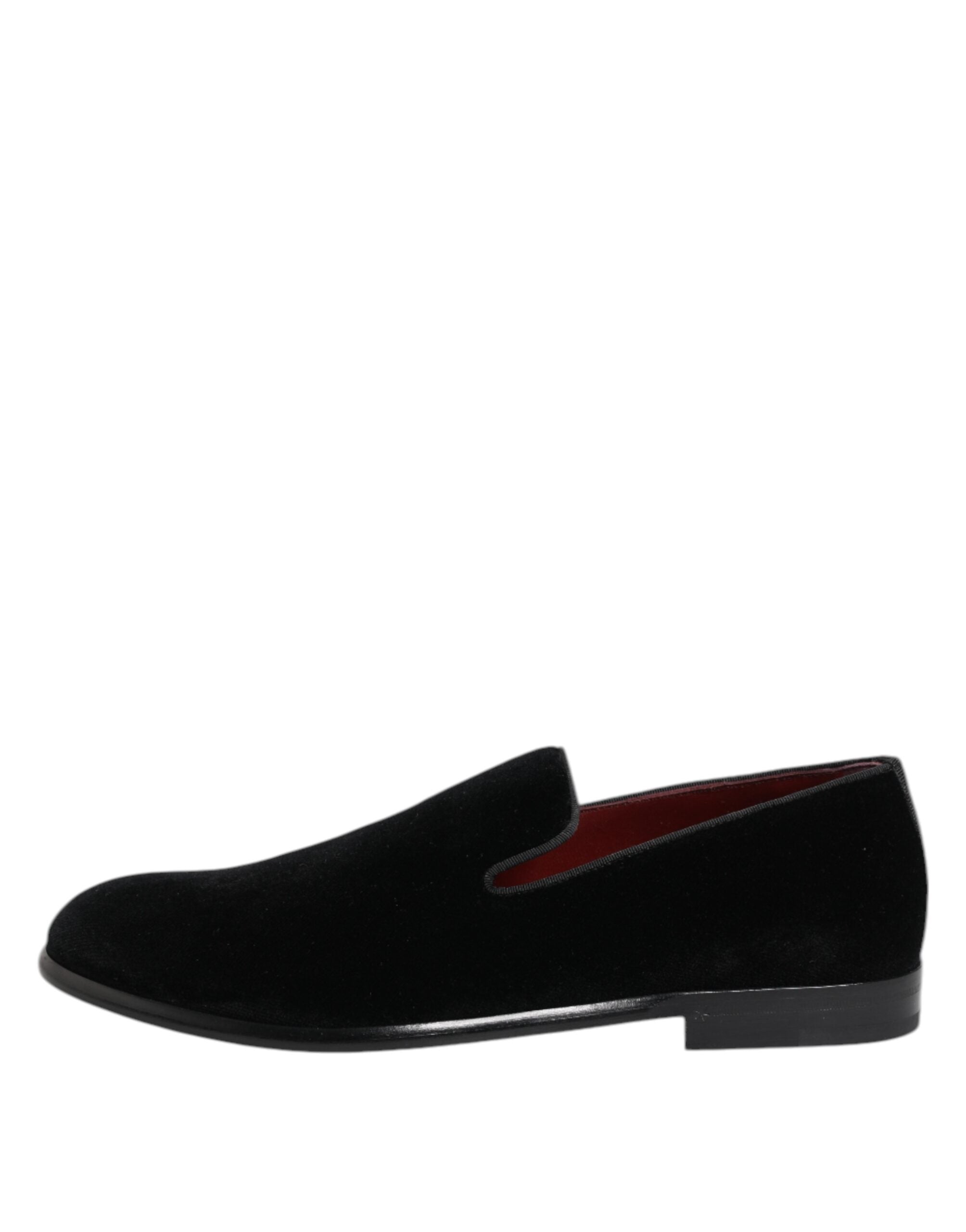 Dolce & Gabbana Black Velvet Loafers Formal Men Dress Men's Shoes