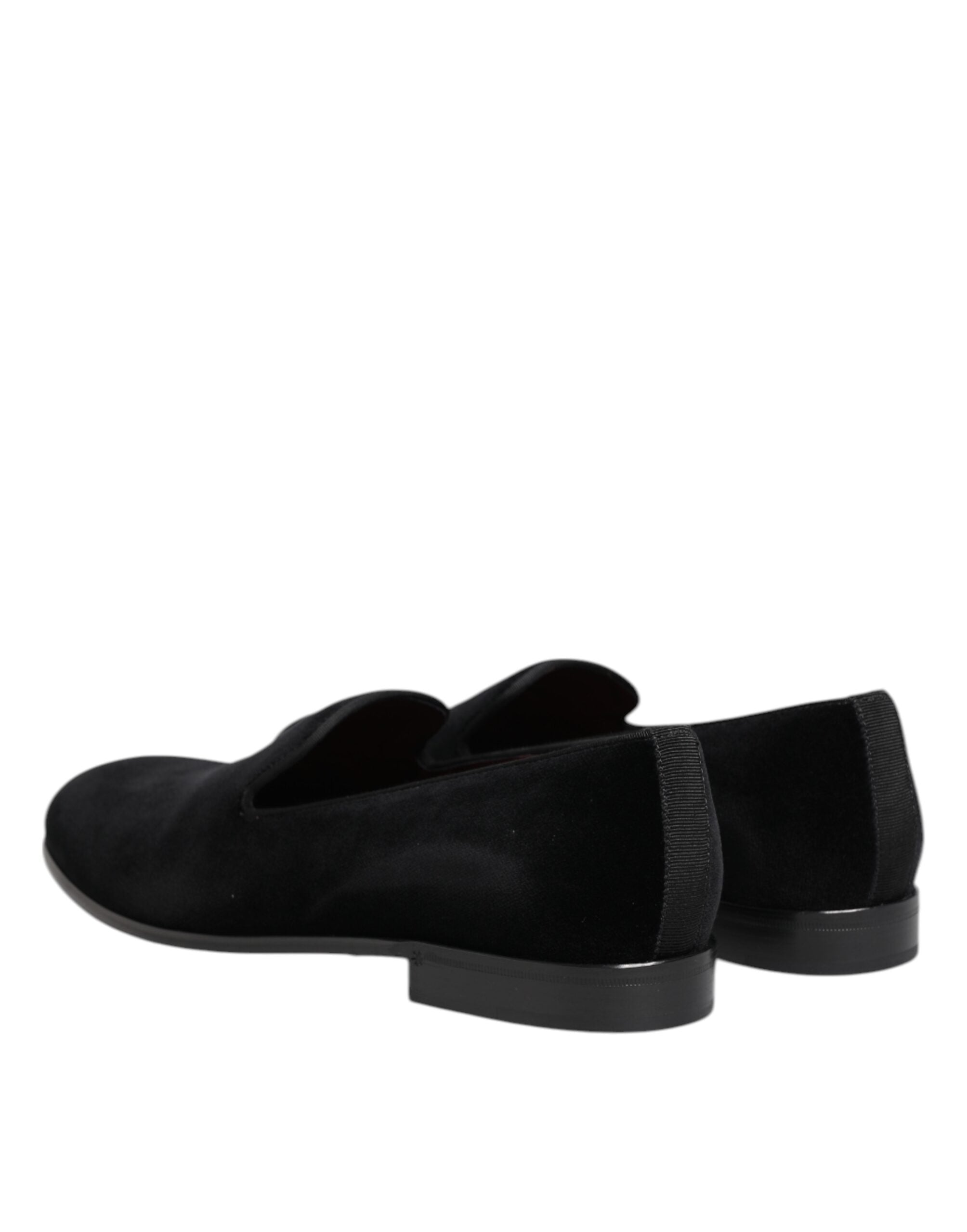 Dolce & Gabbana Black Velvet Slip On Loafers Men Formal Men's Shoes