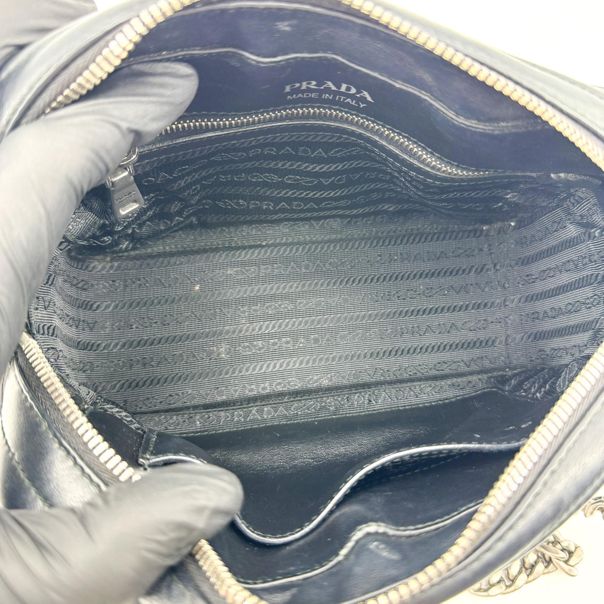 Prada Camera Diagramme Quilted Leather Black Calfskin Handbag (Pre-Owned)