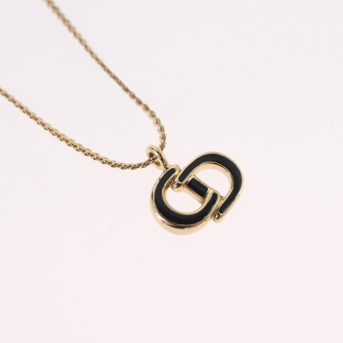 Christian Dior Vintage Cd Pendant Metal Gold Metal Necklace Jewelry (Pre-Owned)
