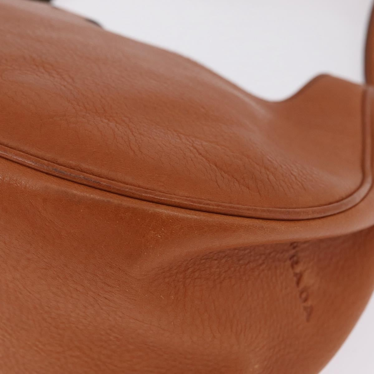 Prada Shoulder Leather Brown Leather Shoulder Bag Bag (Pre-Owned)
