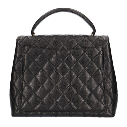 Chanel Coco Mark Black Leather Handbag (Pre-Owned)
