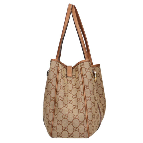 Gucci Gg Twins Brown Canvas Tote Bag (Pre-Owned)