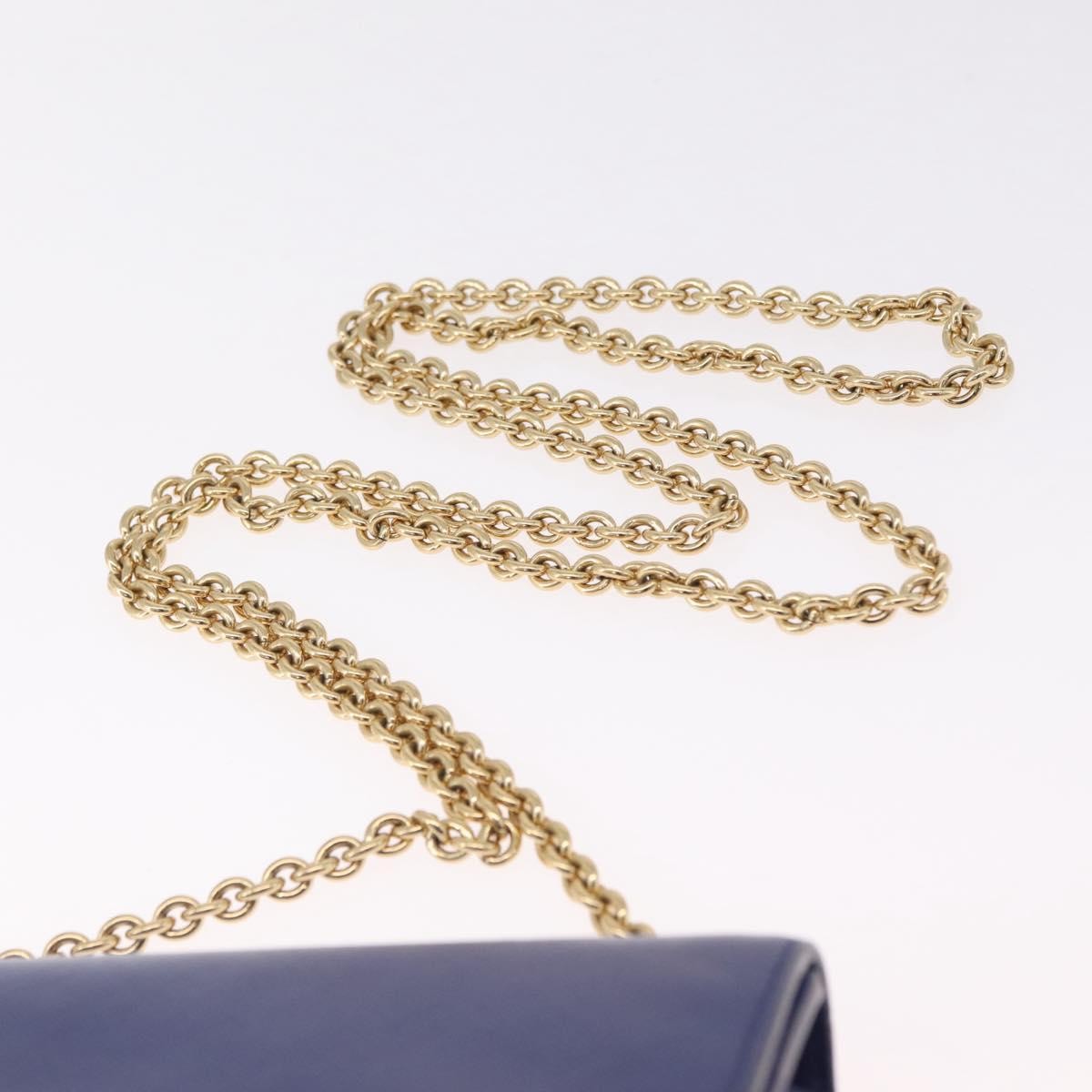 Salvatore Ferragamo Vala Chain Leather Blue Leather Shoulder Bag Bag (Pre-Owned)