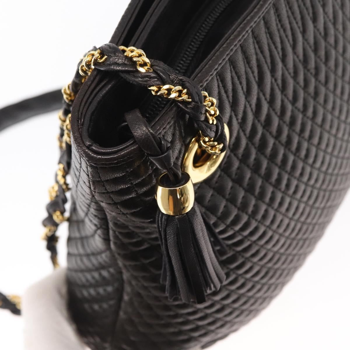 Bally Vintage Chain Quilted Leather Black Leather Shoulder Bag Bag (Pre-Owned)