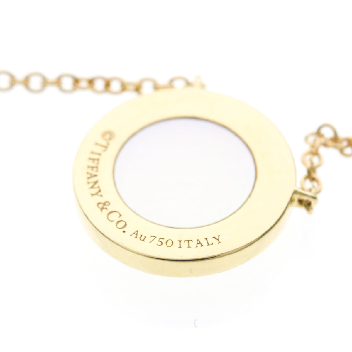 Tiffany & Co. T Circle Pendant 18K Yellow Gold With Diamonds And Mother Of Pearl Gold Yellow_Gold Necklace Jewelry (Pre-Owned)