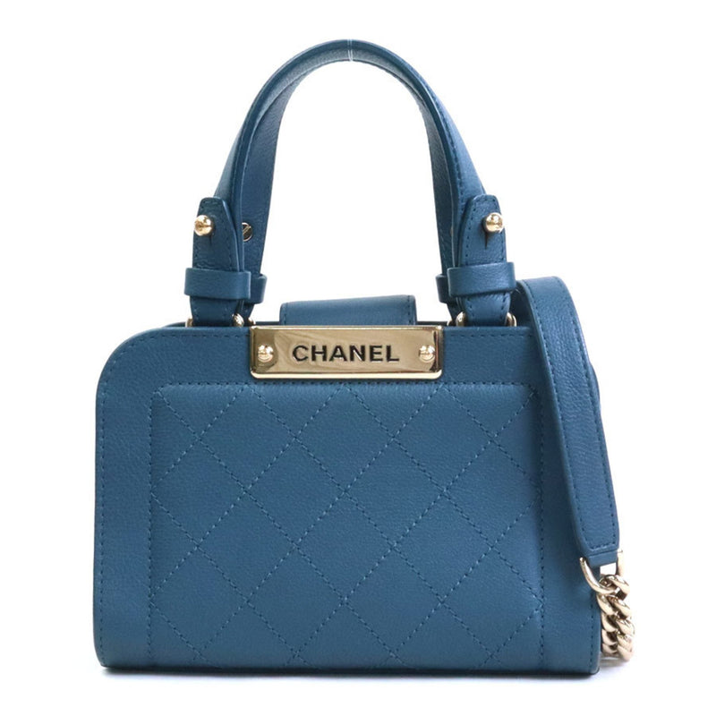 Chanel Shopping Navy Leather Handbag (Pre-Owned)
