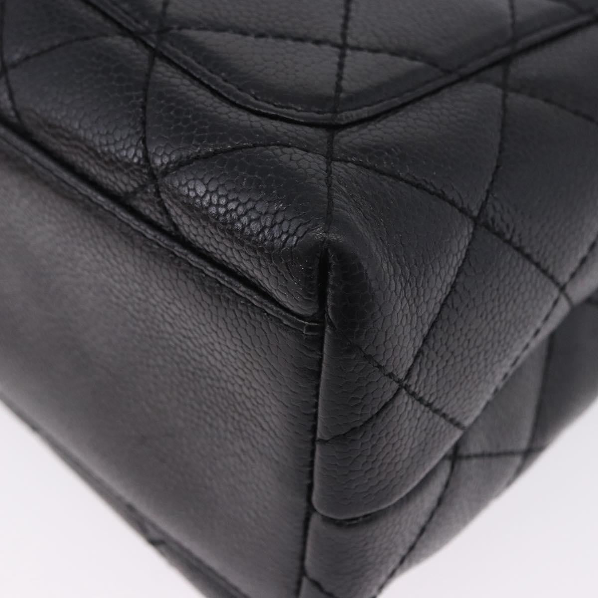Chanel Coco Top Handle Quilted Caviar With Lizard Black Leather Handbag (Pre-Owned)