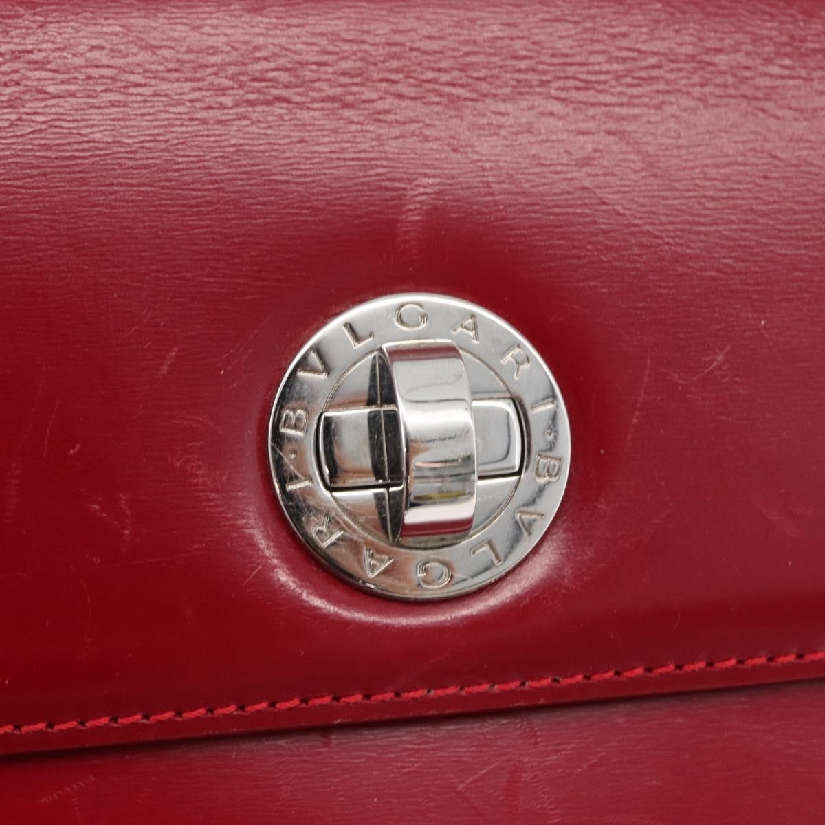 Bvlgari Top Handle Leather Red Leather Handbag (Pre-Owned)