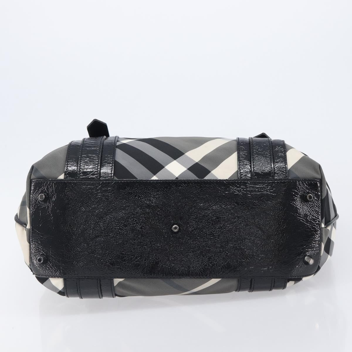 Burberry Nova Check Tote Canvas Check Pattern Black Nylon Handbag (Pre-Owned)