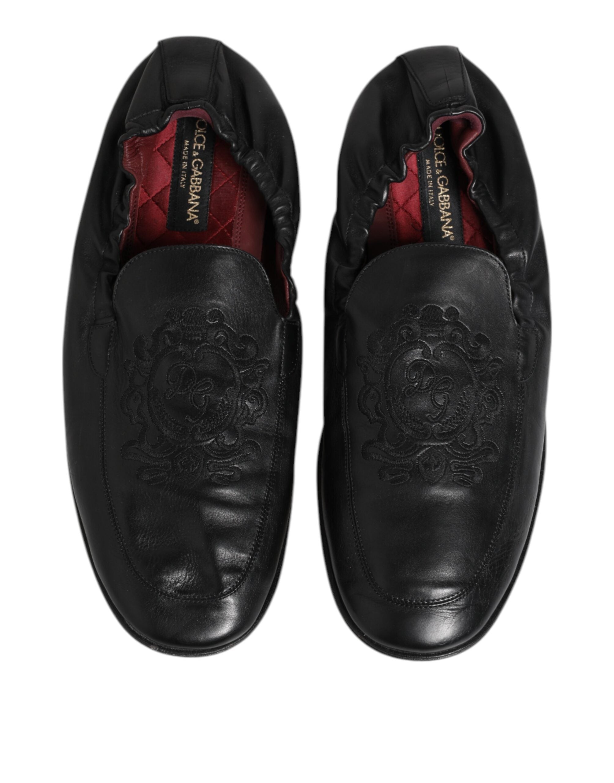 Dolce & Gabbana Black Leather Slip On Men Flat Loafers Men's Shoes (Pre-Owned)