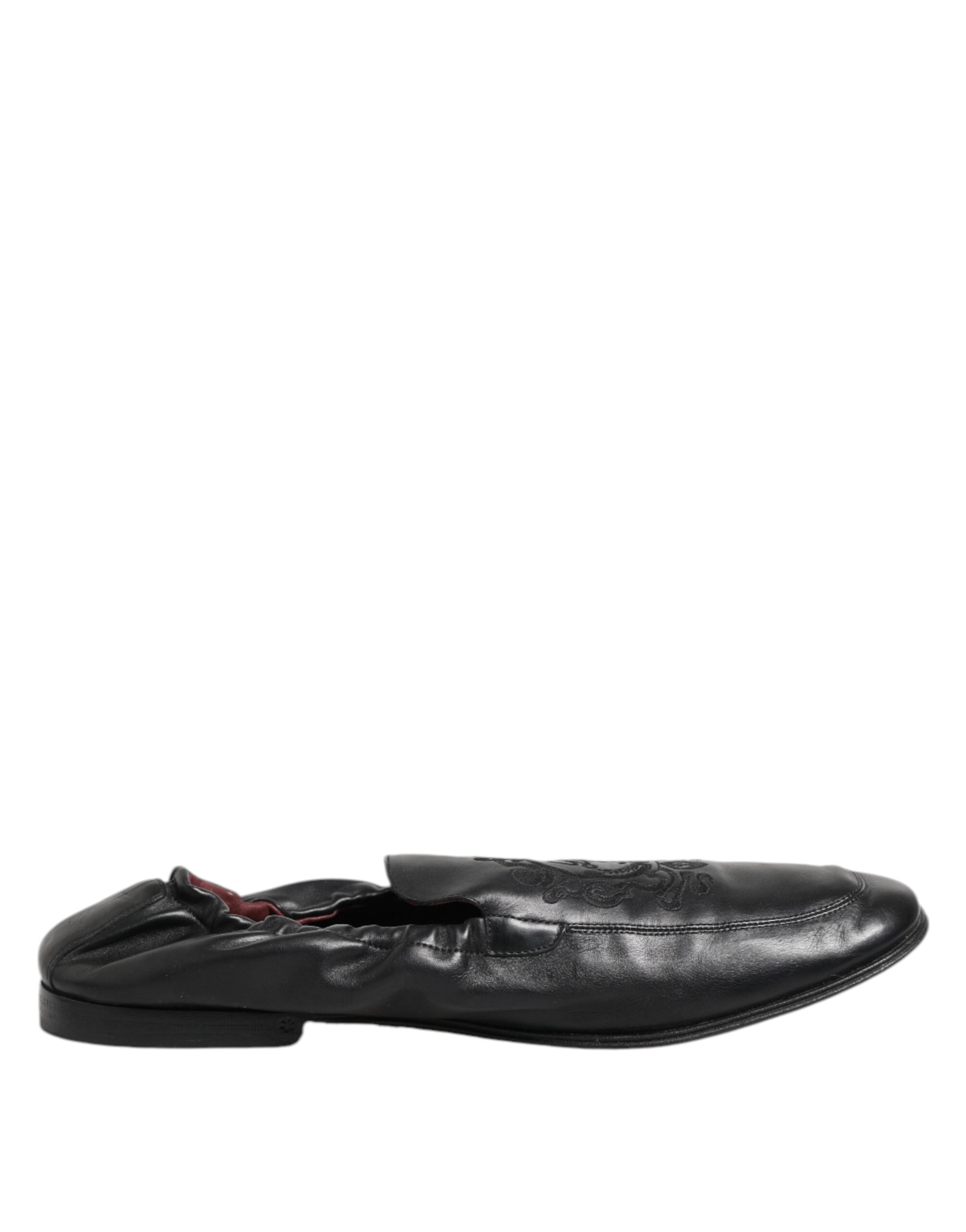 Dolce & Gabbana Black Leather Slip On Men Flat Loafers Men's Shoes (Pre-Owned)