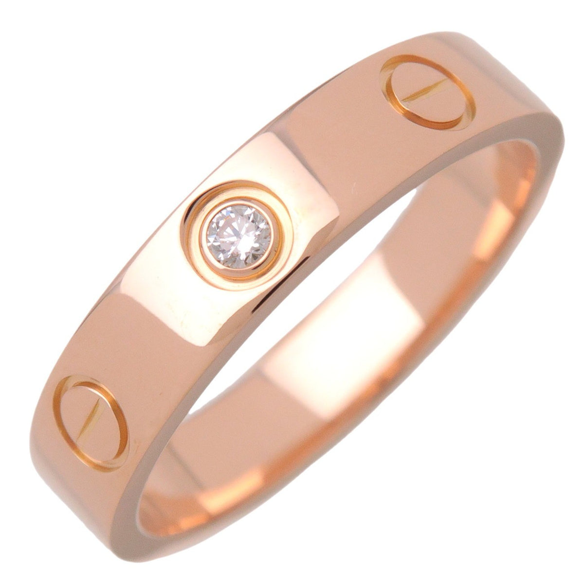 Cartier Love Wedding Band 1 Diamond 18K Rose Gold With Diamond Gold Rose_Gold Ring Jewelry (Pre-Owned)