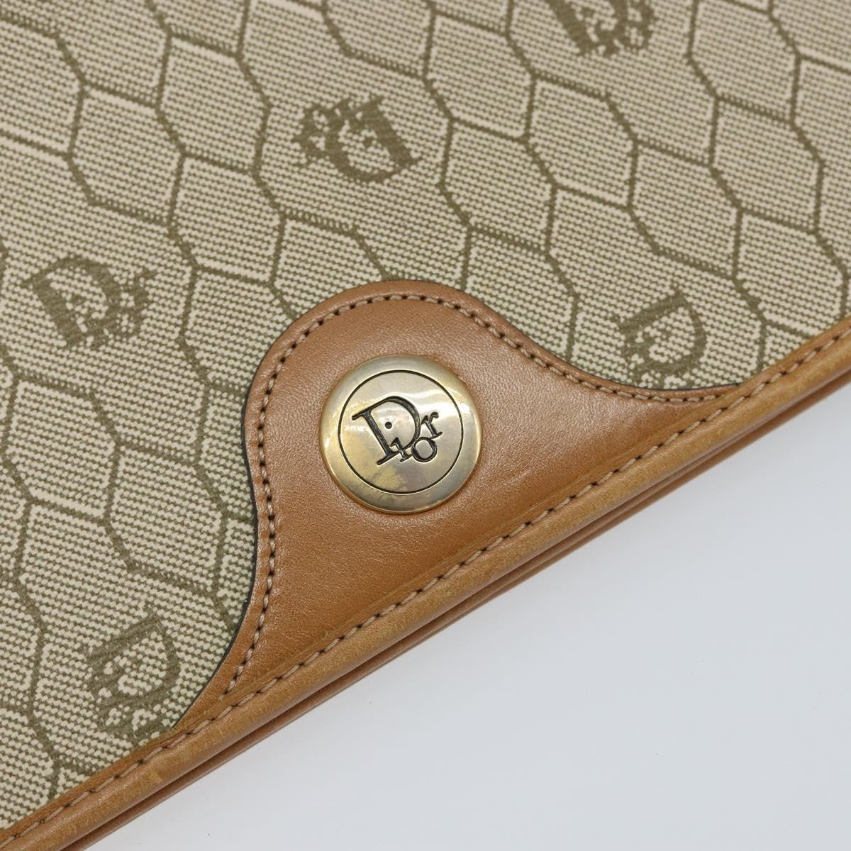 Christian Dior Vintage Honeycomb Clutch Canvas Beige Canvas Clutche & Pouche Bag (Pre-Owned)
