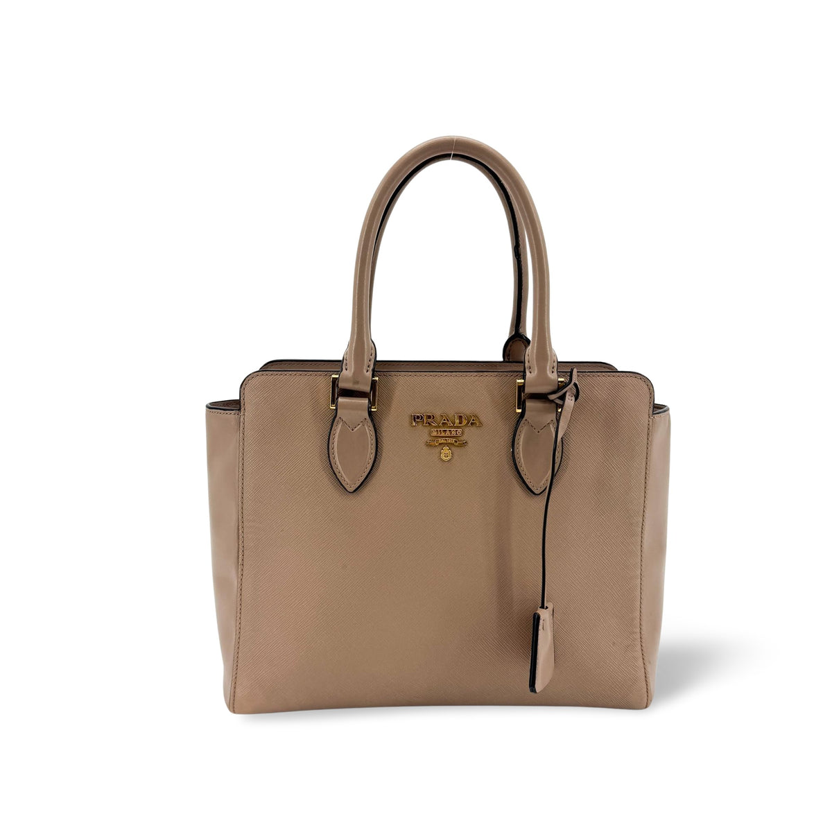 Prada Vintage Tote Leather Beige Leather Tote Bag Bag (Pre-Owned)