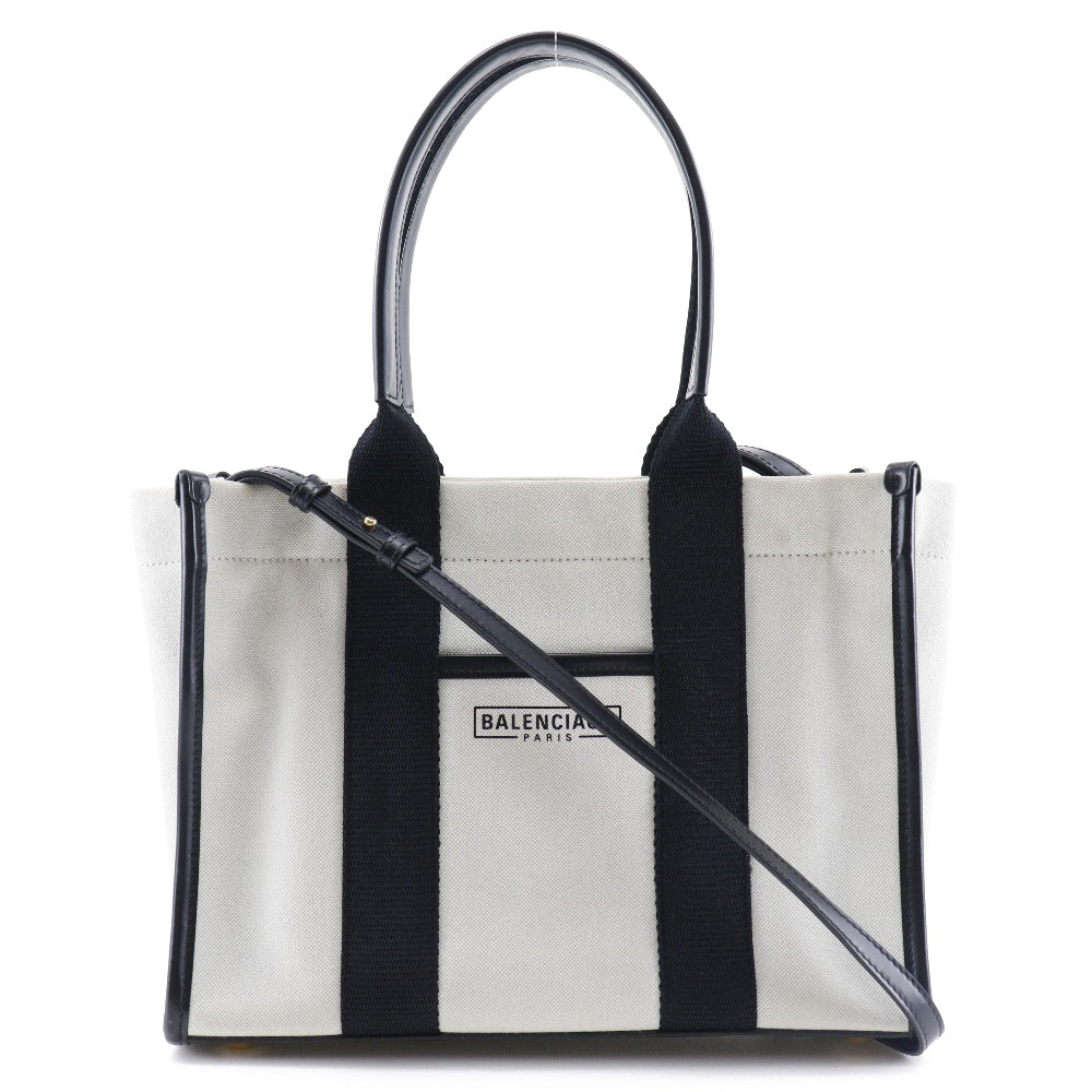 Balenciaga Navy White Canvas Handbag (Pre-Owned)