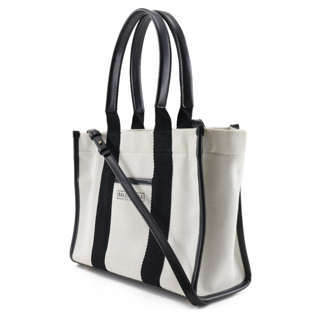 Balenciaga Navy White Canvas Handbag (Pre-Owned)