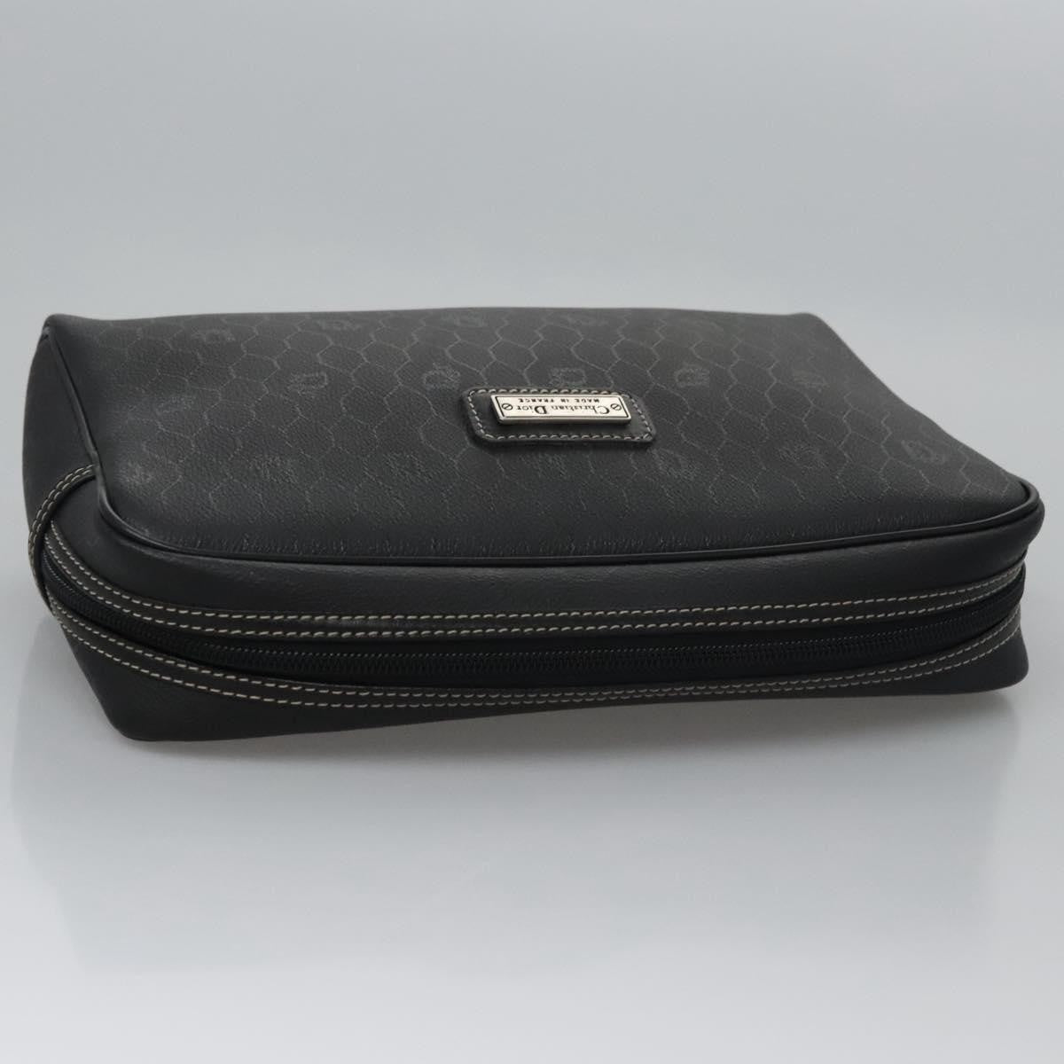 Christian Dior Vintage Honeycomb Zip Coated Canvas Black Canvas Clutche & Pouche Bag (Pre-Owned)