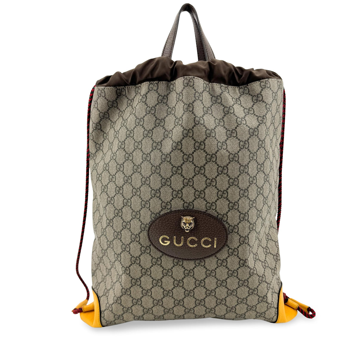 Gucci Neo Vintage Drawstring Gg Coated Canvas Brown Canvas Backpack Bag (Pre-Owned)