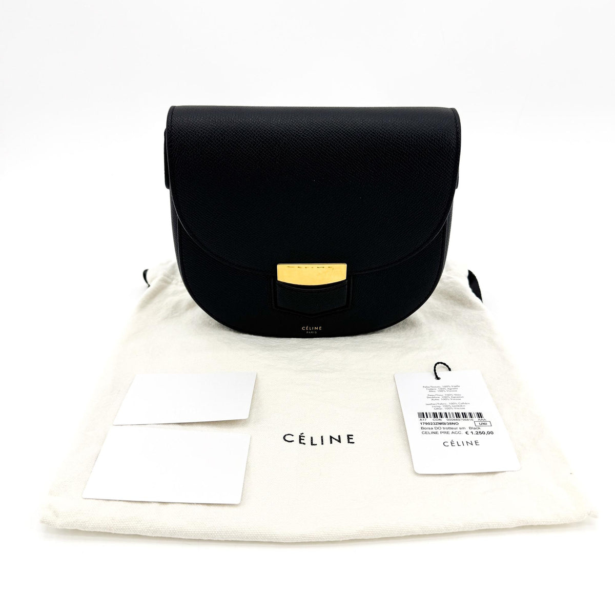 Celine Trotteur Calfskin Black Leather Crossbody Bag Bag (Pre-Owned)
