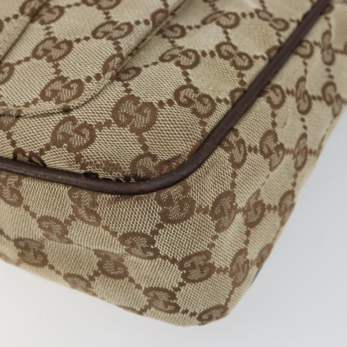 Gucci Vintage Gg Canvas And Leather Beige Canvas Shoulder Bag Bag (Pre-Owned)